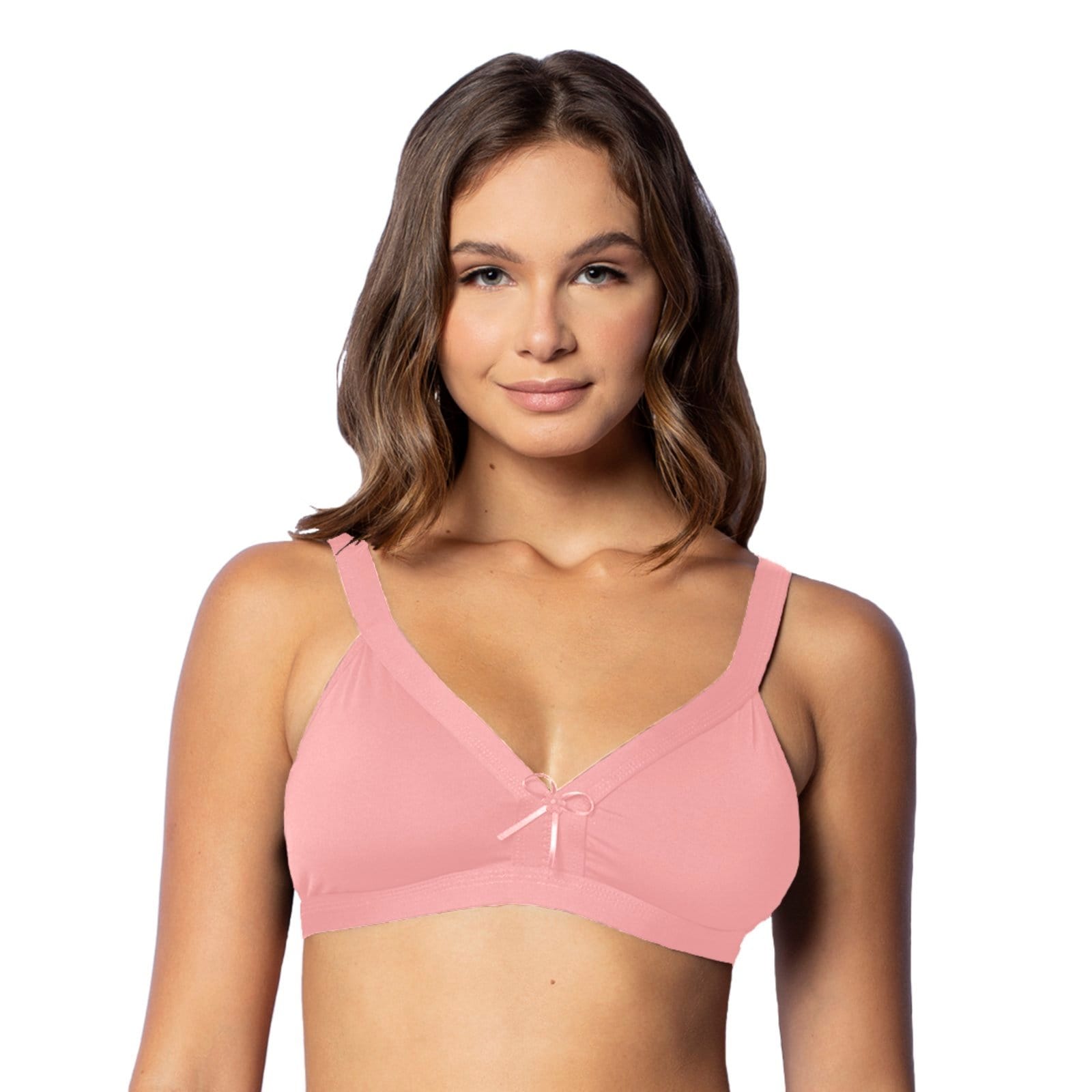 Sutiã Gabi Lingerie Feminino Sem Bojo Liso Confortável Microfibra Básico Poliamida Rose