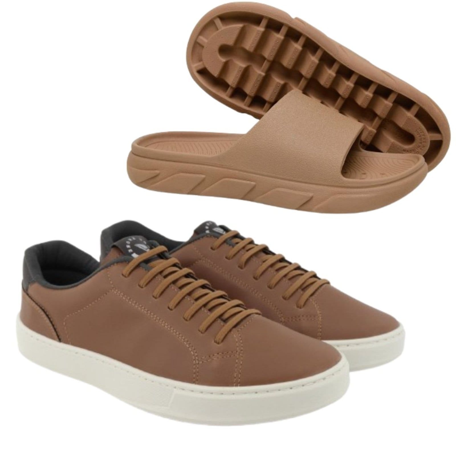 Kit Sapatenis Masculino Veritimo Sapato Casual Conforto Calce Fácil E Chinelo Slide