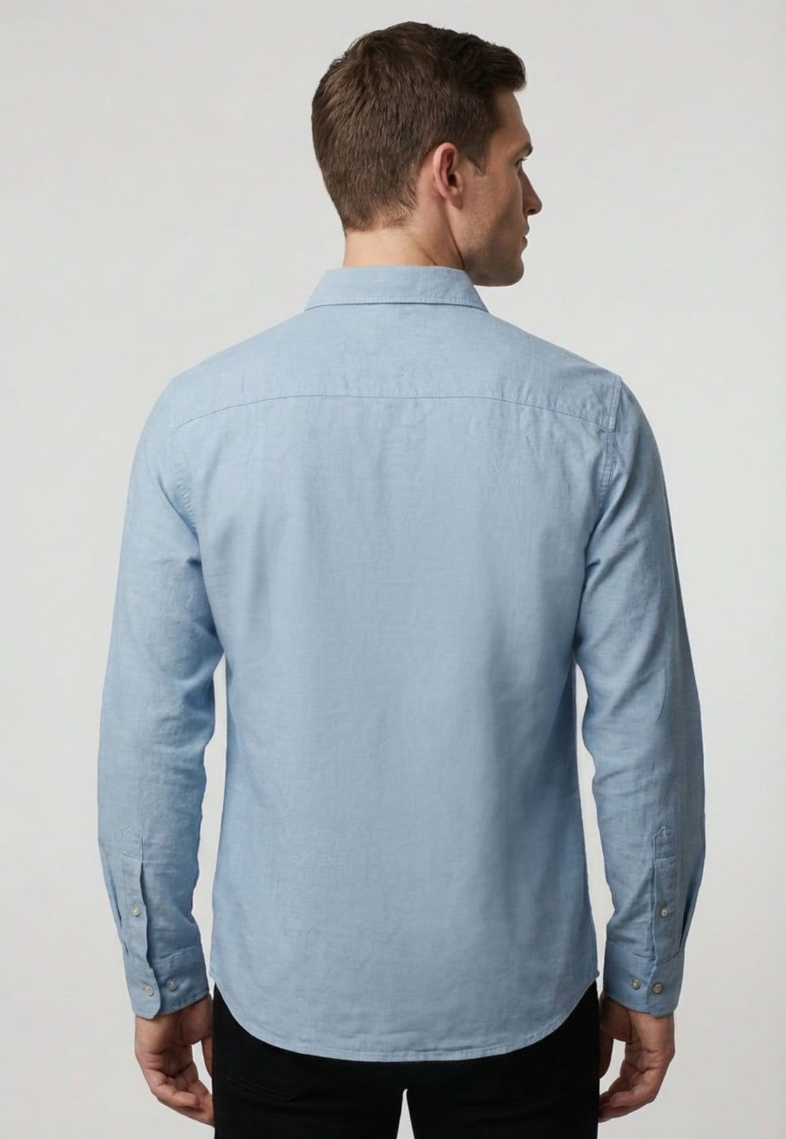 Vista 2 Camisa Masculina Hering Manga Longa Linho Viscose Hering azul