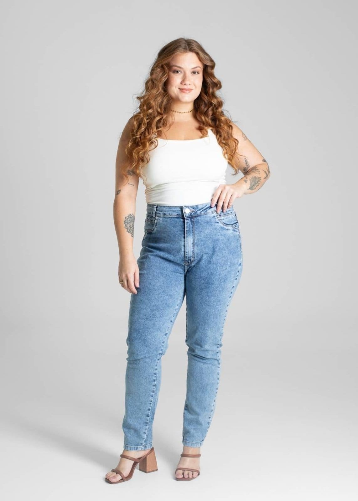 Vista 2 Calça Jeans Sawary Cigarrete Plus Size - 280944 Sawary azul