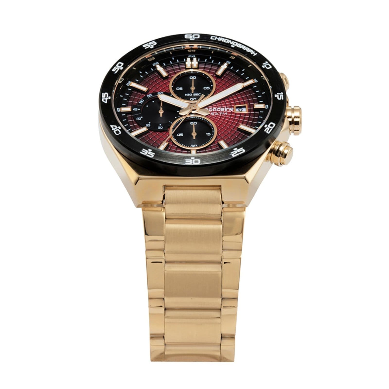 Vista 2 Relógio Feminino Cronógrafo Aço Mostrador Preto Mondaine dourado