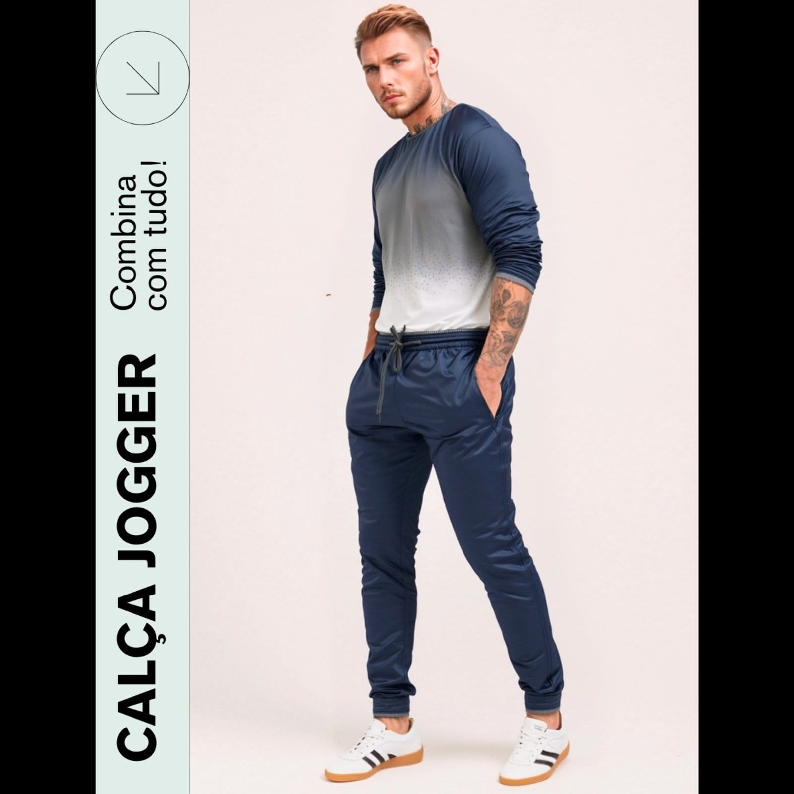 KIT 2 Calça Jogger Tecido Helanca Slim Estilosa Treino Academia