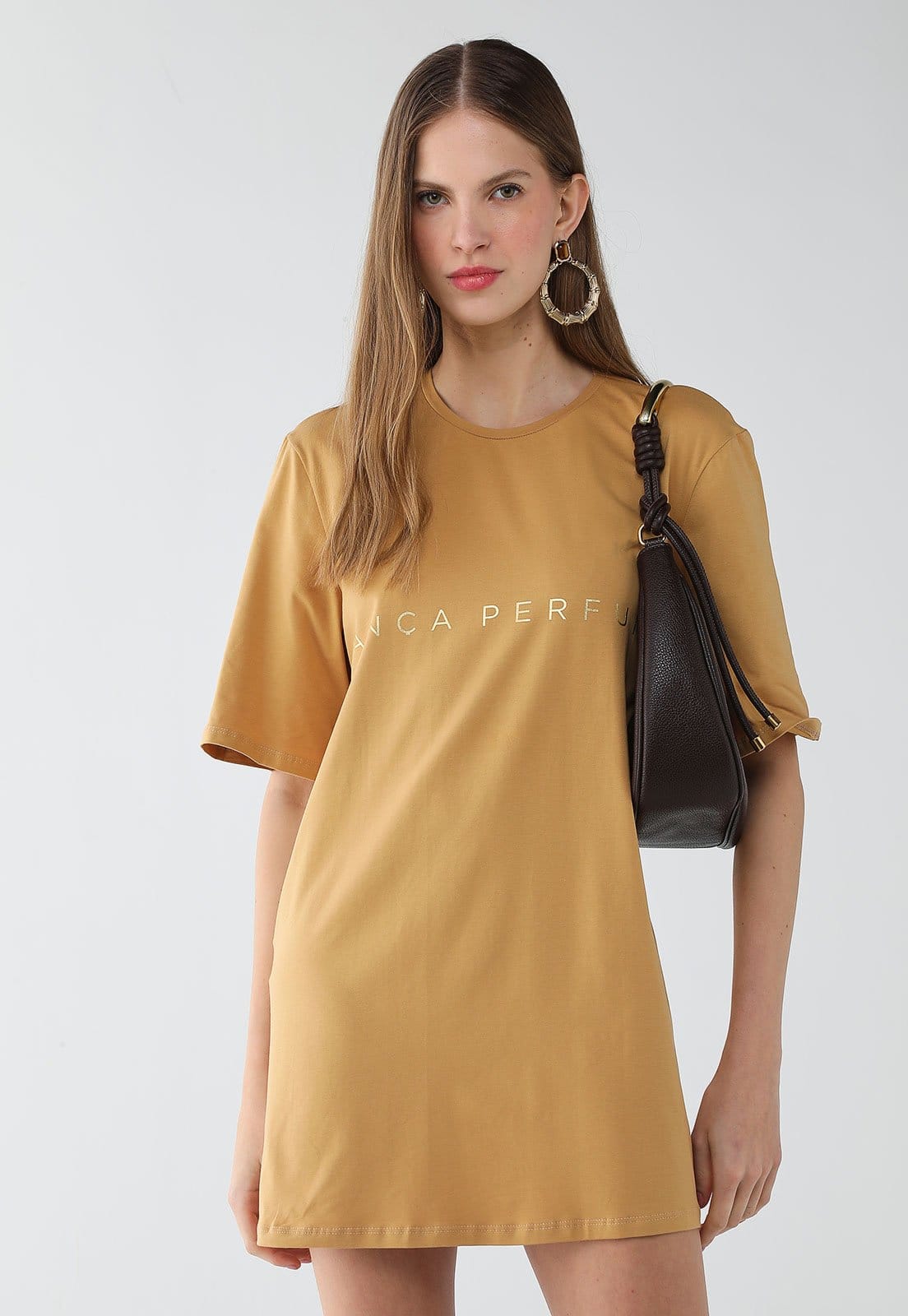 Vestido Feminino Lança Perfume T-Dress Mostarda