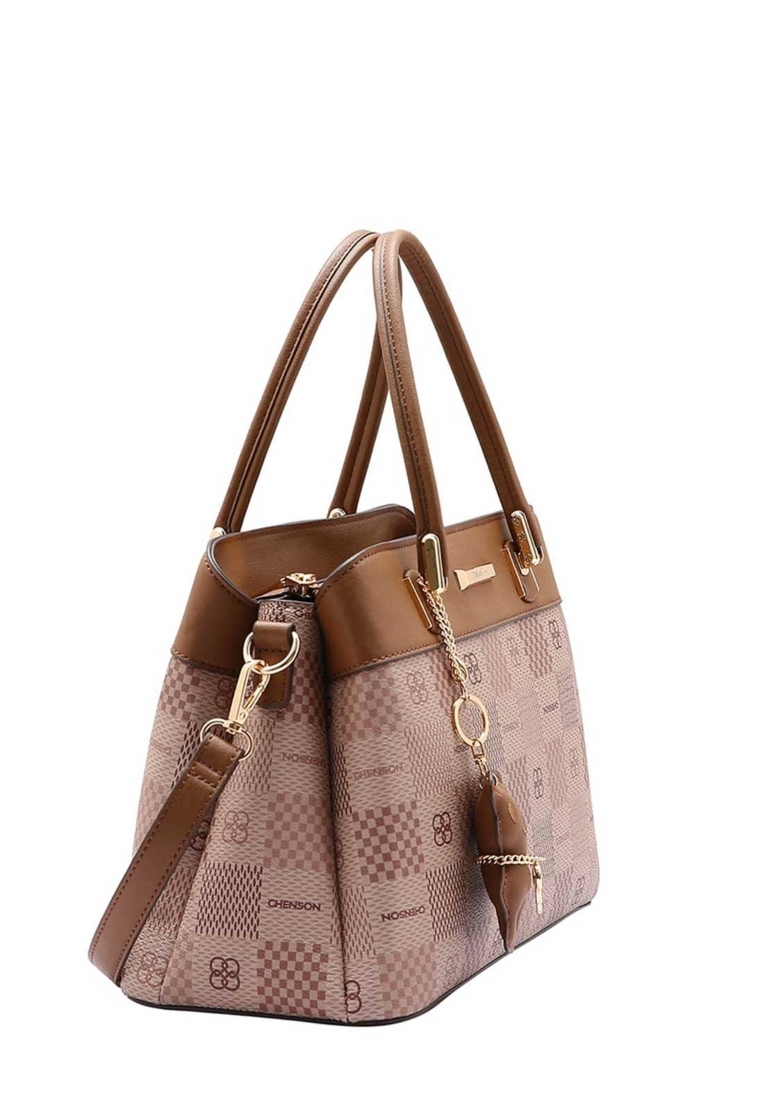Vista 2 Bolsa Feminina Chenson Original Elemento Gráfico Mão Natural 3485095 Chenson castanho natural