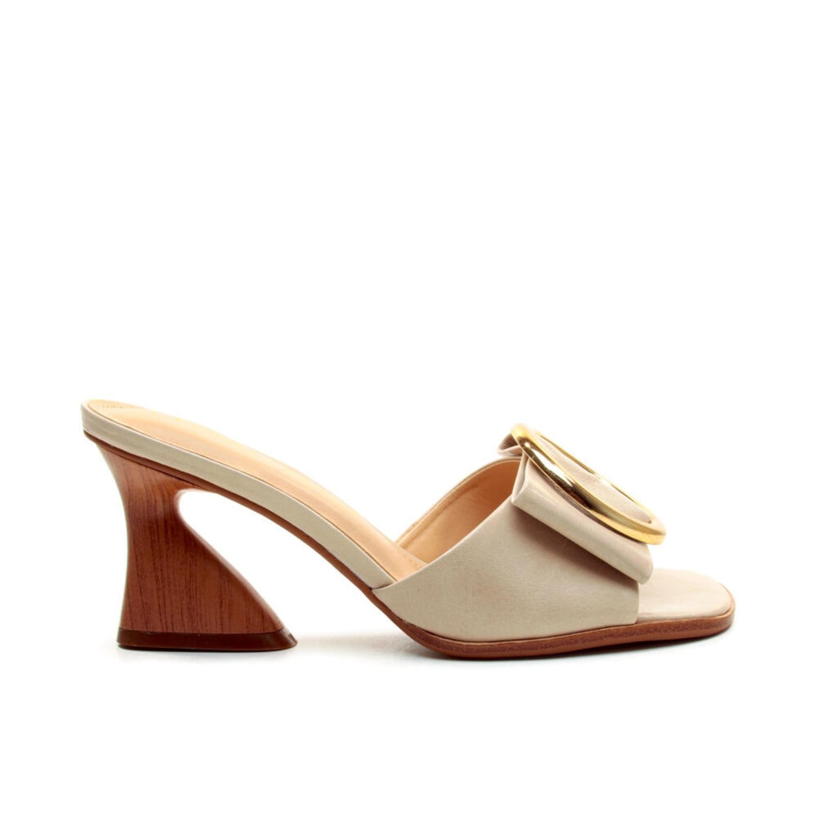 Tamanco Couro Off White Salto Médio Cecconello 2747008-2