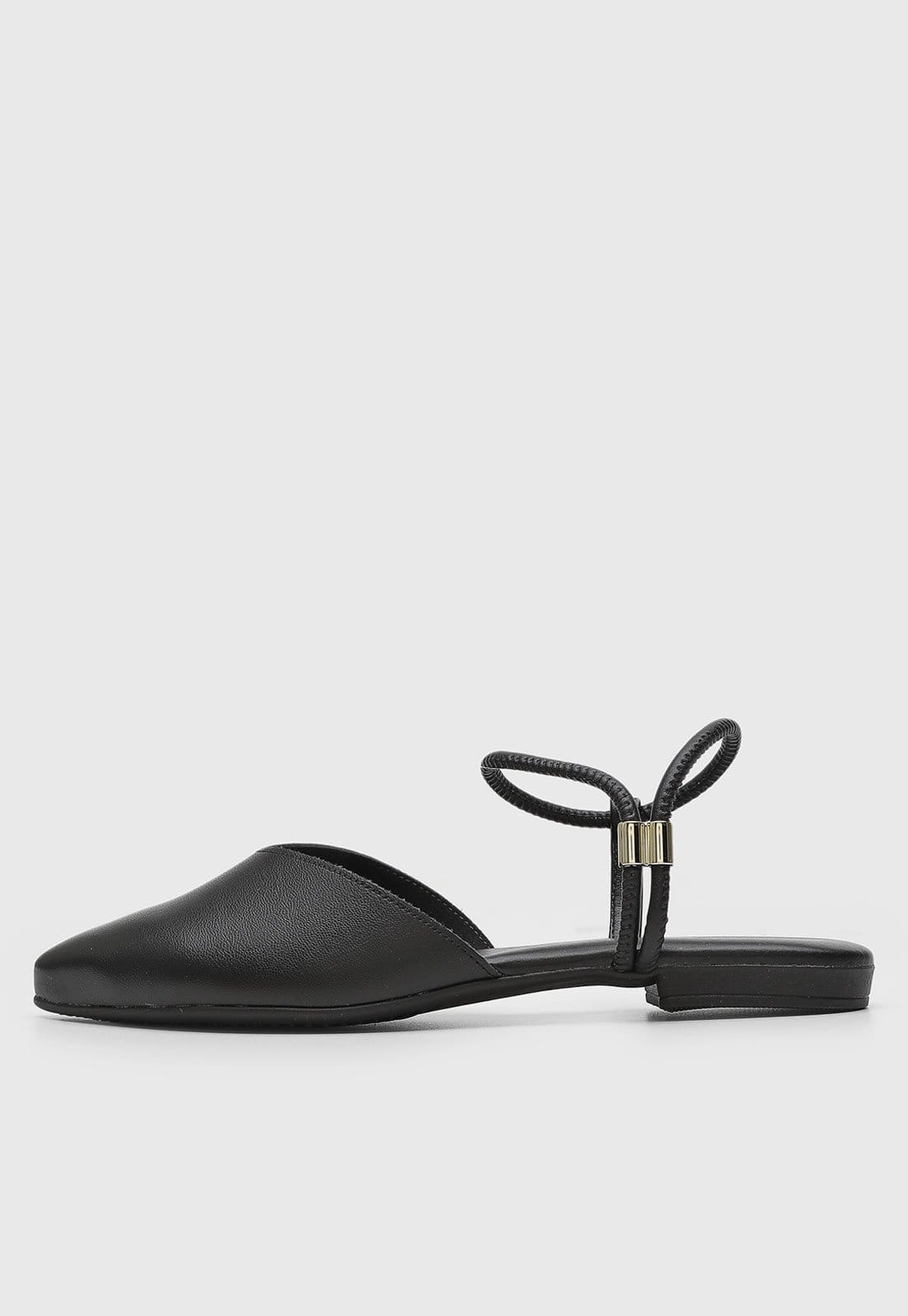 Sapatilha Feminina Beira Rio Bico Fino Tira Metálica Preta