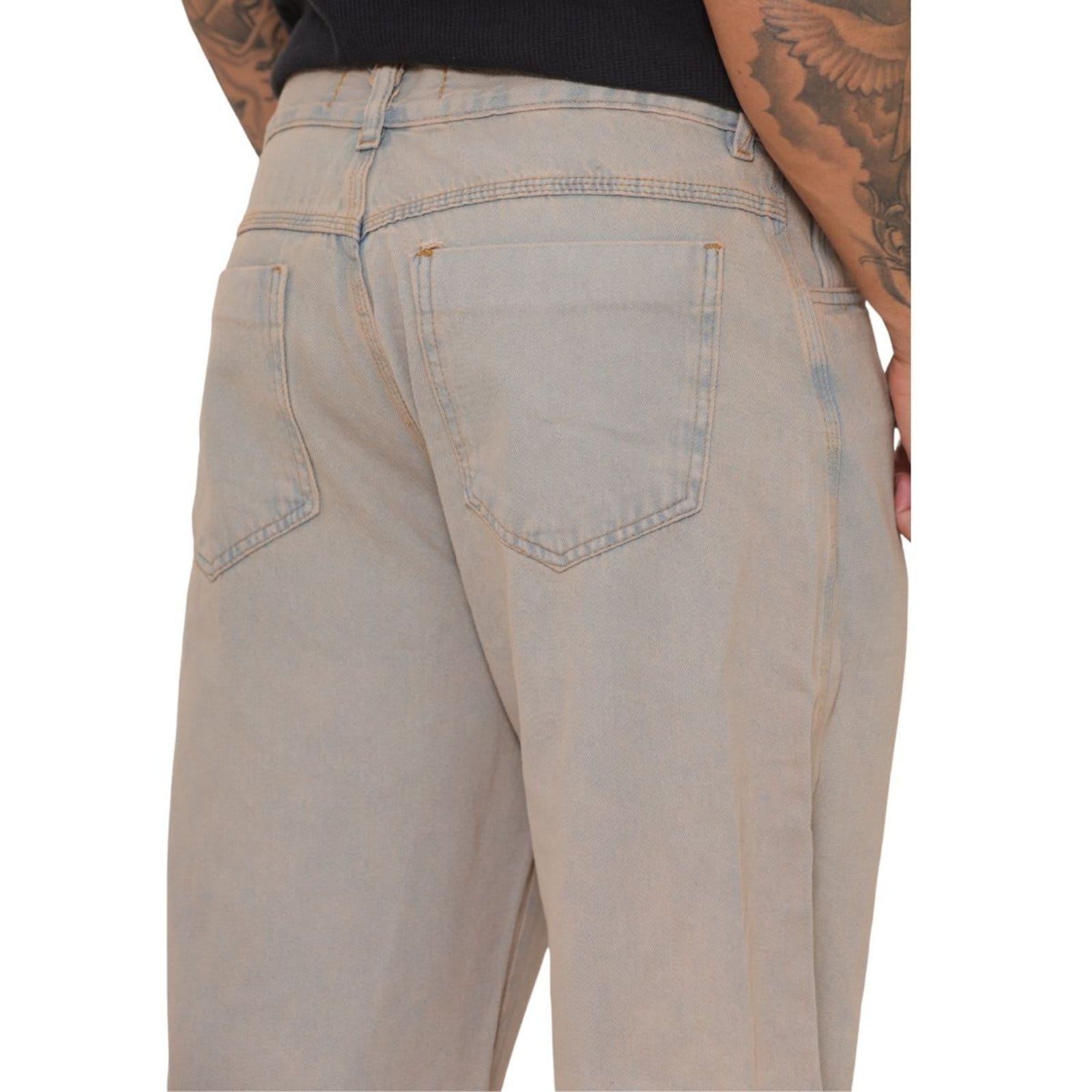 Vista 2 Bermuda Jorts Jeans Masculina Sketista Alleppo Jeans bege