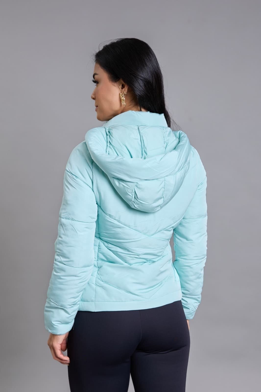 Vista 2 Jaqueta Puffer Feminina Com Capuz Removível Collor Dialogo Claro DIALOGO verde/verde oliva verde