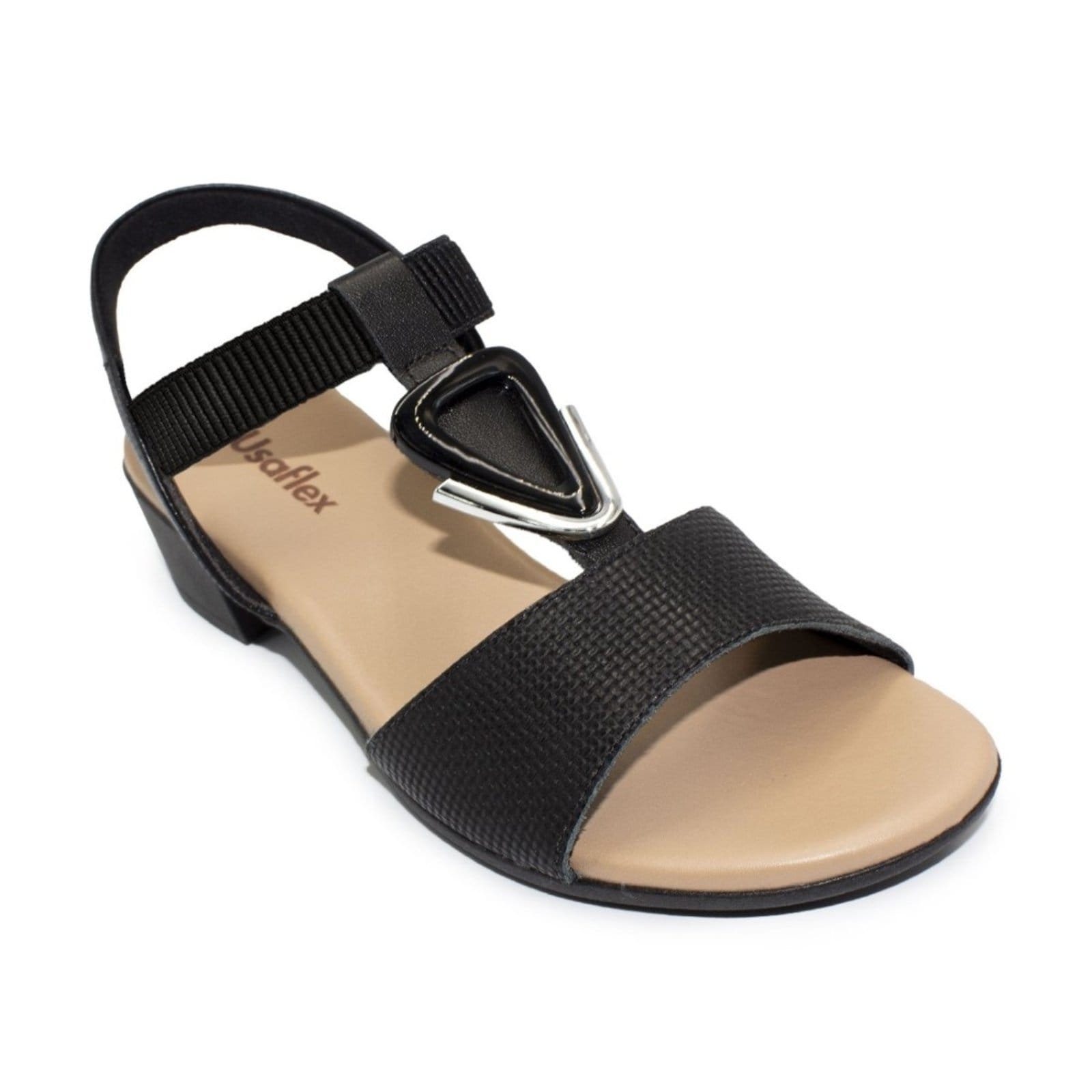 Vista 2 Sandália Usaflex Feminina Salto Bloco Casual MM0801 Usaflex preto