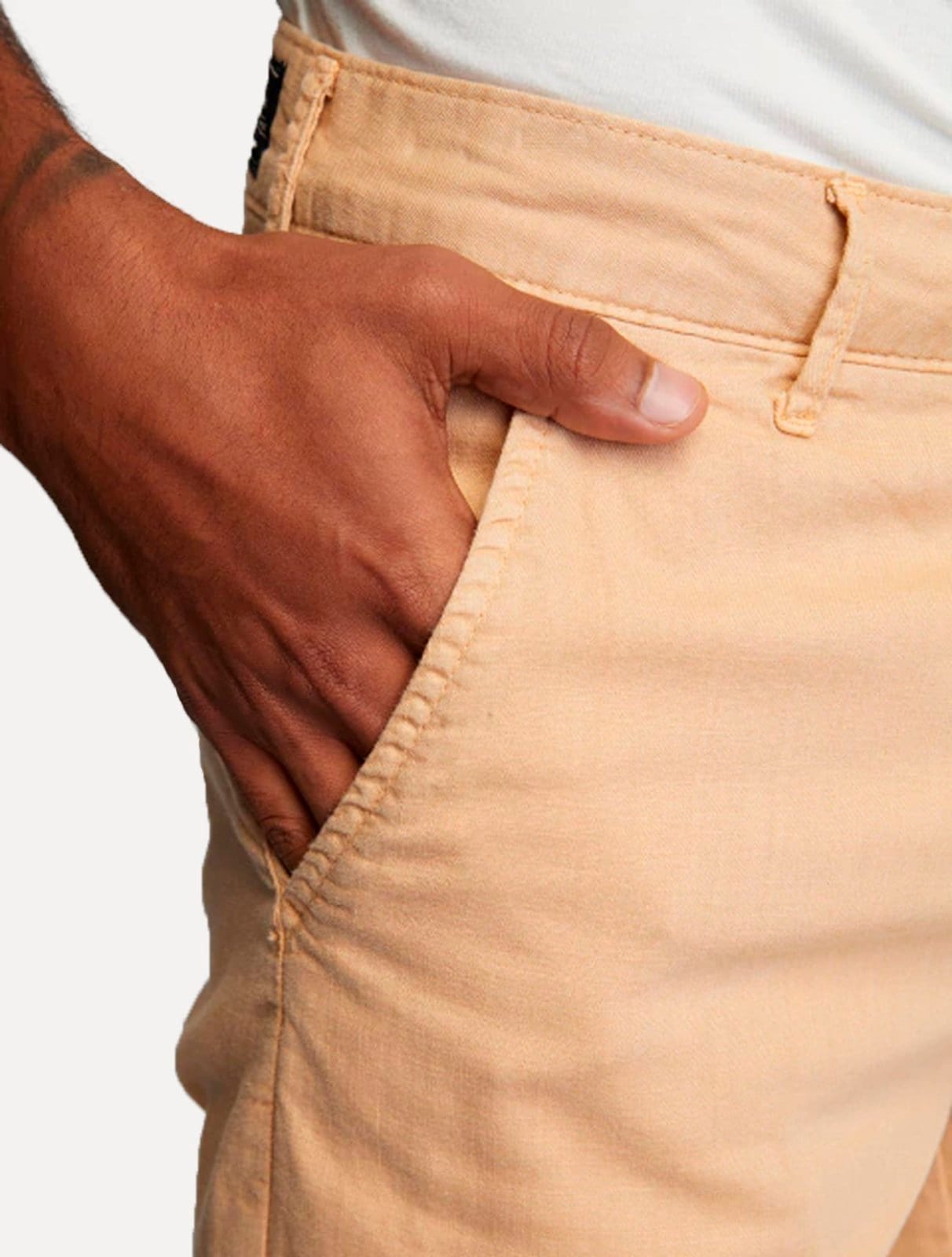 Vista 2 Bermuda King & Joe Masculina Sarja Slim Flamê King & Joe cáqui