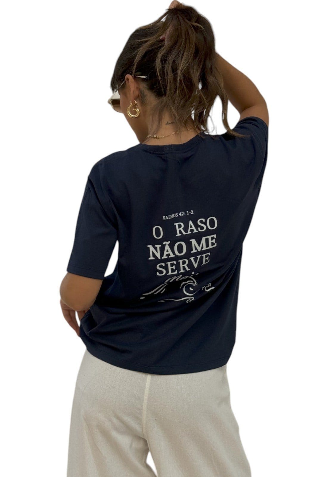 Camiseta Cianitas Marinho Estampa O Raso Não Me - 2