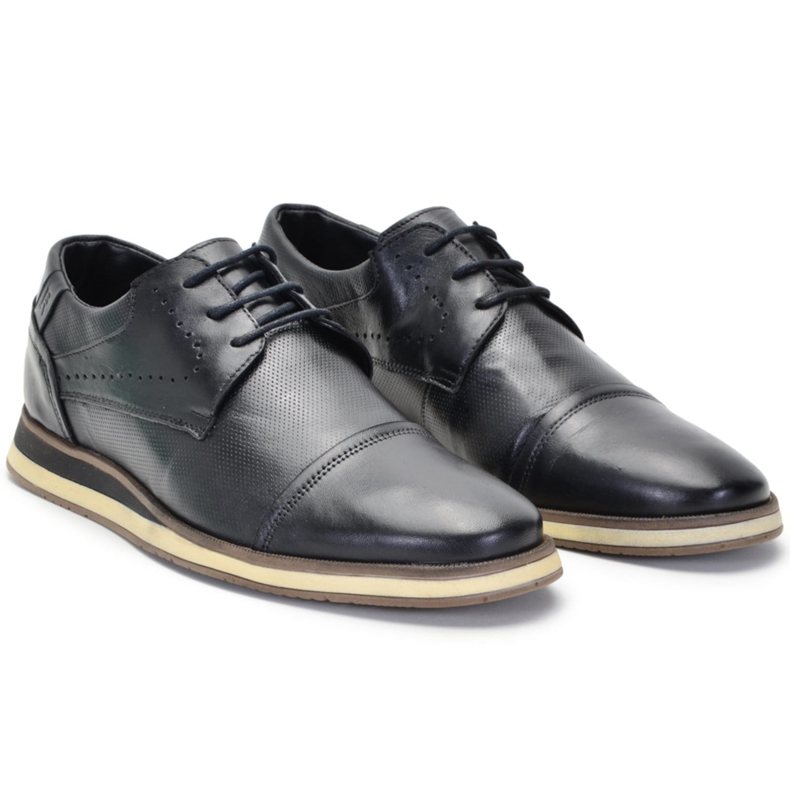 Vista 2 Sapato Social Bico Redondo Masculino Em Couro 25505 Ferrile preto