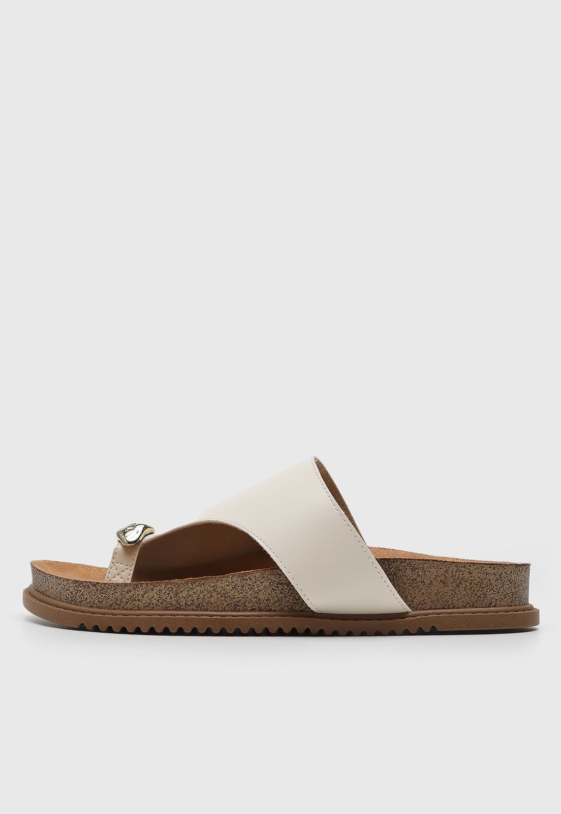 Rasteira Beira Rio Aberta Tiras Cruzadas Off-White