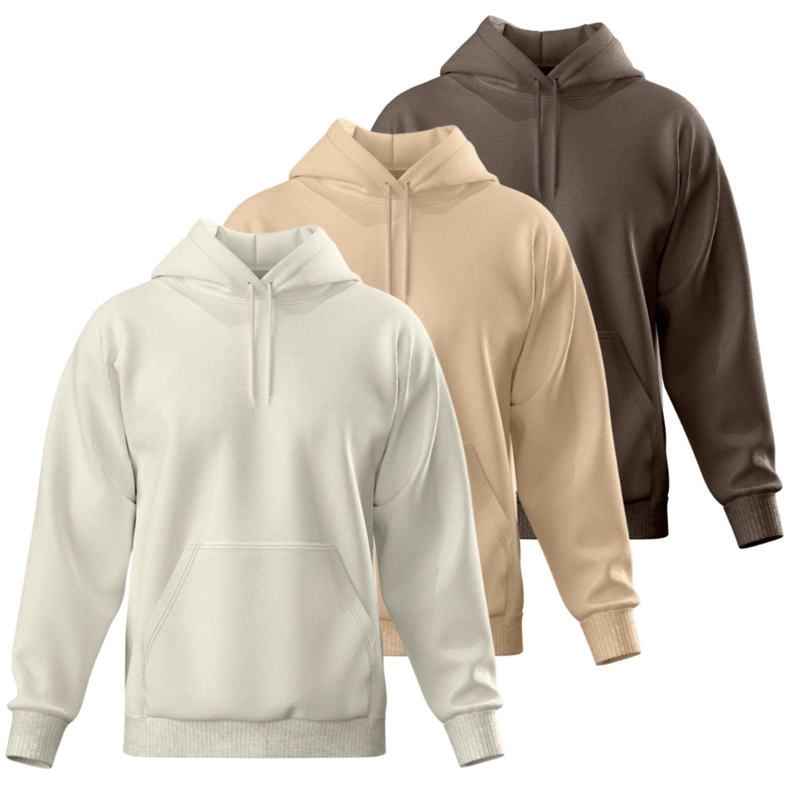 Kit 3 Blusa de Frio Moletom Liso Casaco Canguru Fechado Com Capuz Inverno Estiloso