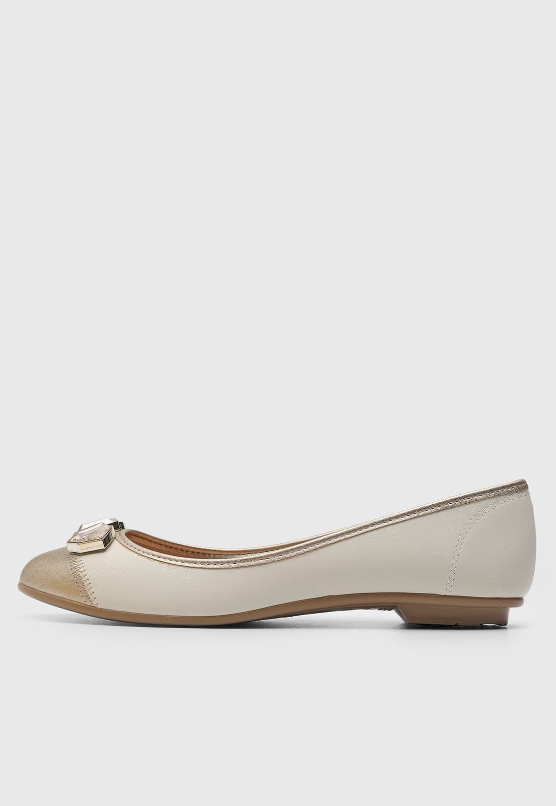 Vista principal Sapatilha Feminina Moleca Detalhe Metálico Off-white MOLECA off-white white