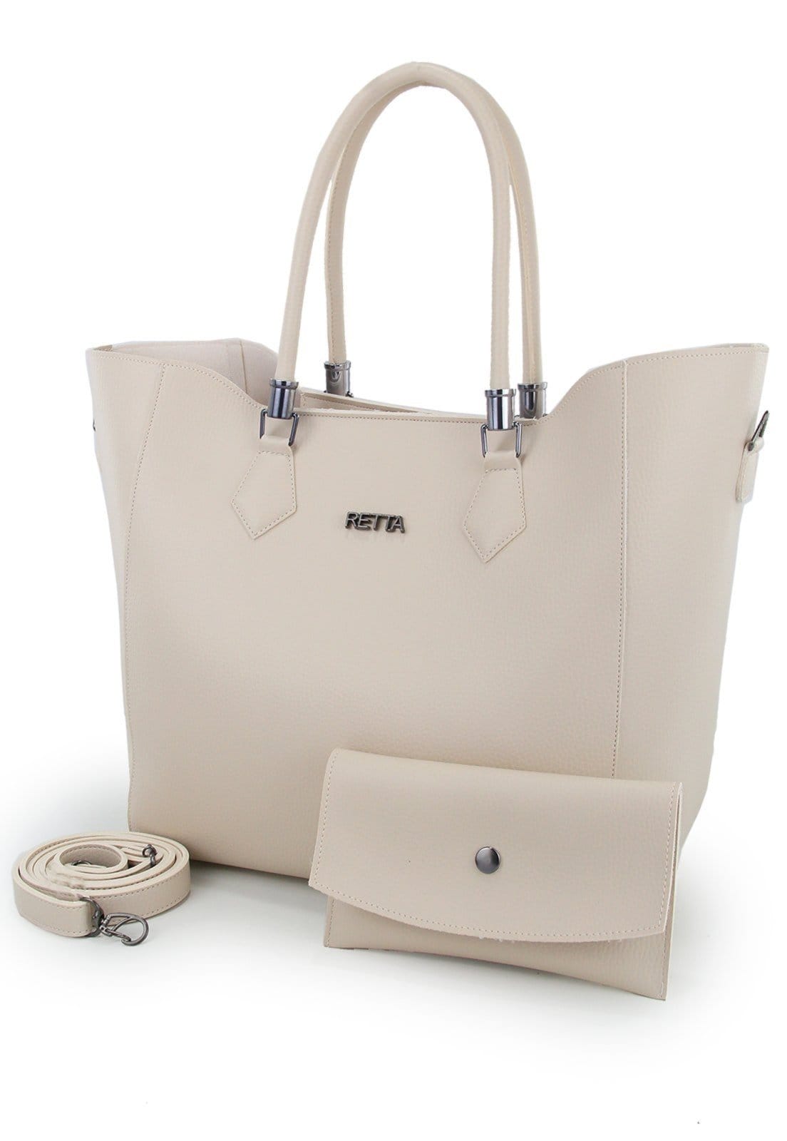 Vista principal Bolsa Sacola Transversal e Necessarie Retta Marfim Retta Shoes bege/branco