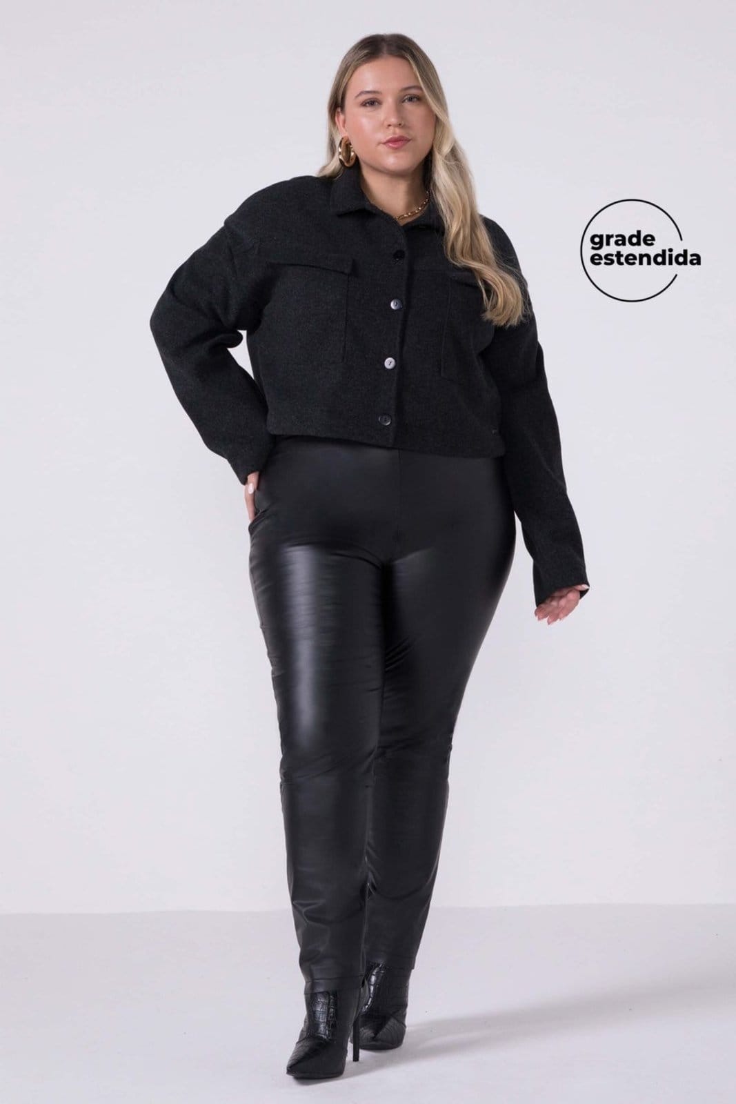 Calça Feminina Resinada Com Zíper Marialícia