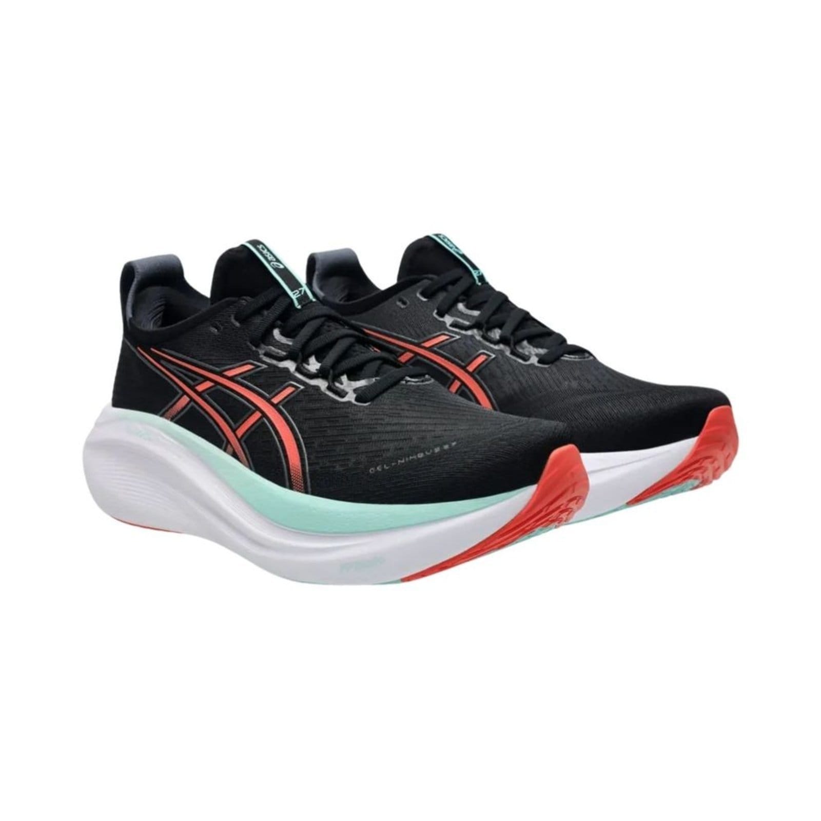 Vista 2 Tênis Corrida Masculino Asics Gel-Nimbus 27 Preto E Coral ASICS preto coral