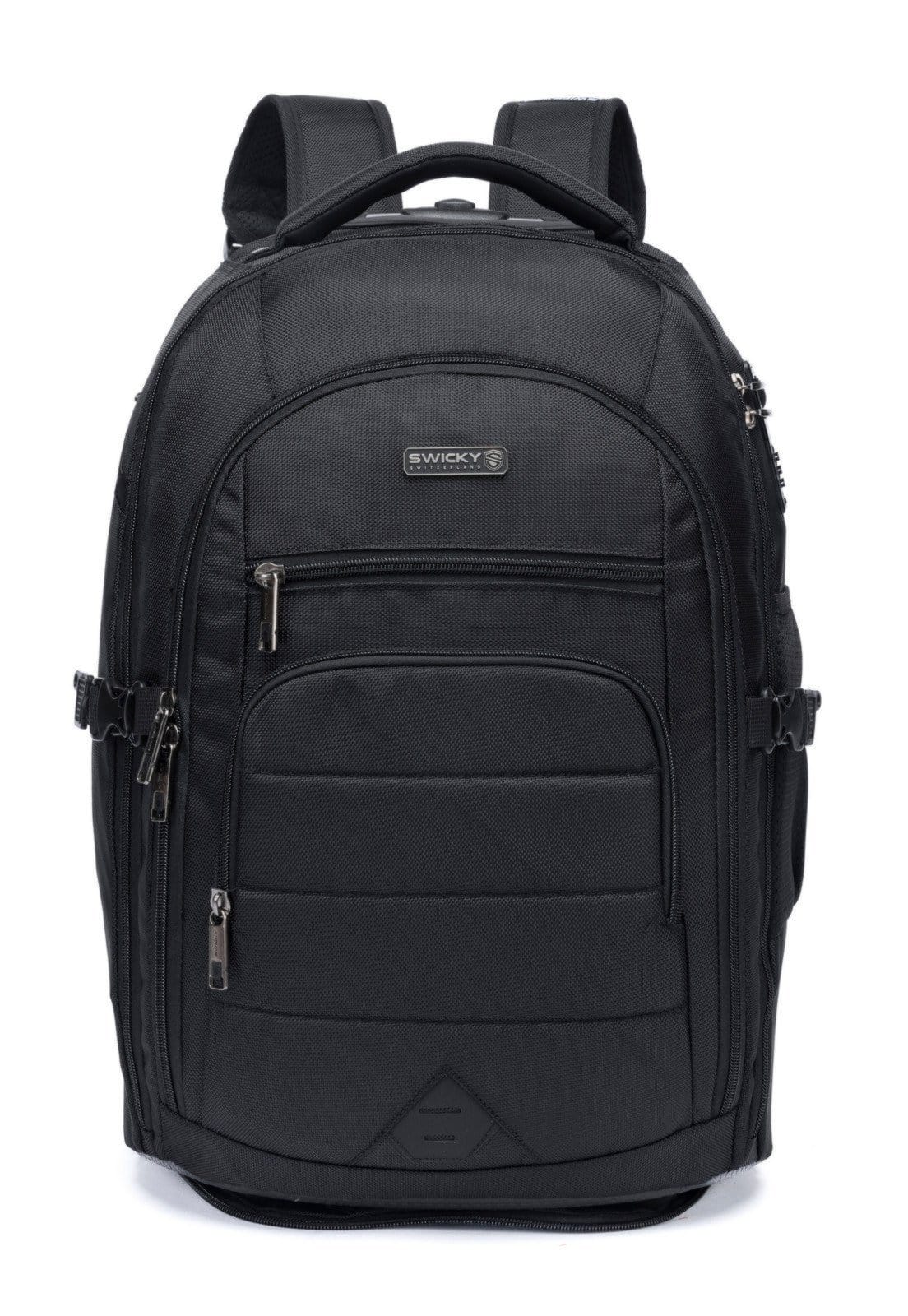 Vista 2 Mochila Rodinhas Swicky Masculina Executiva Resistente Impermeável Trabalho SWICKY preto