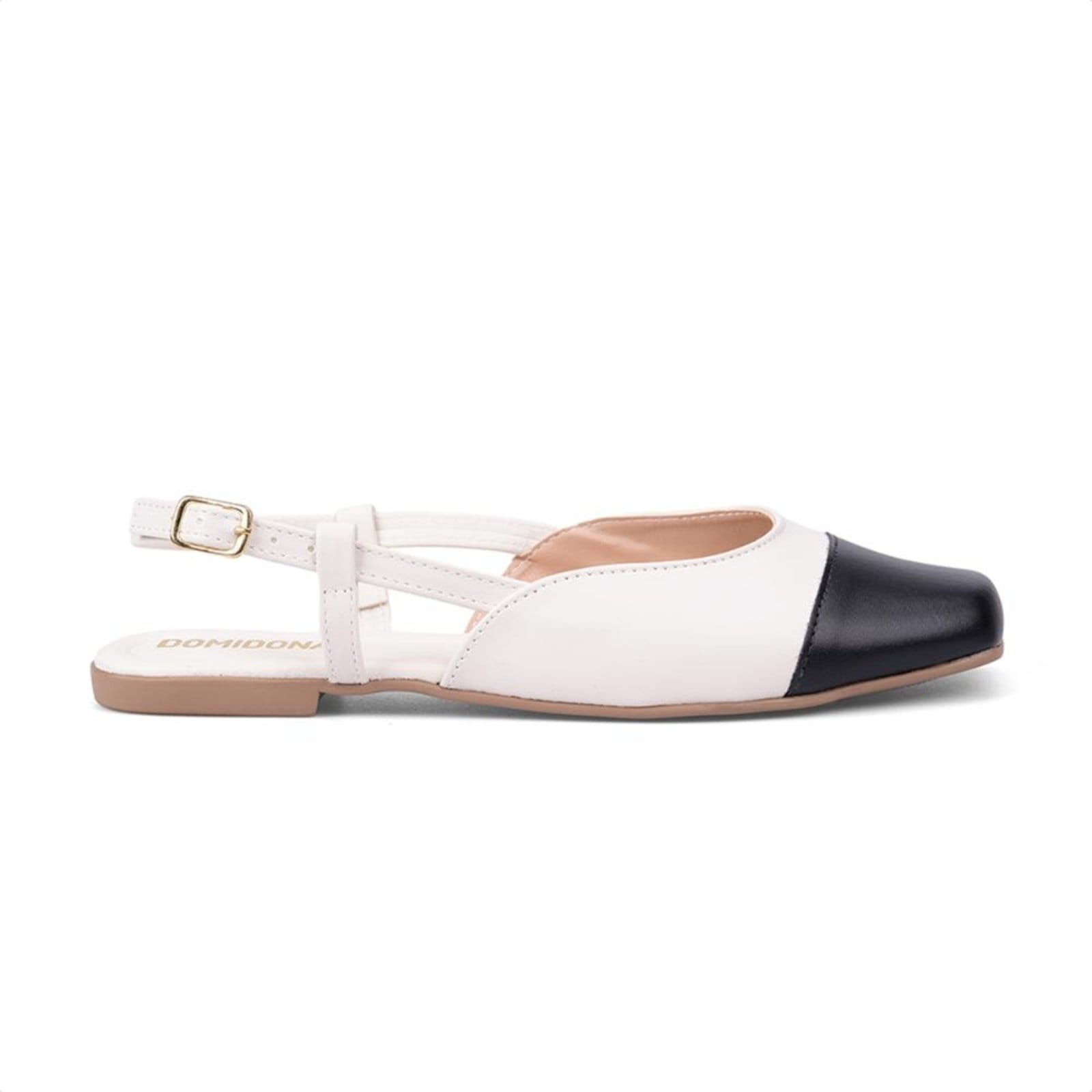 Sapatilha Feminina Domidona Cap Toe Slingback Bico Quadrado Off White - 2