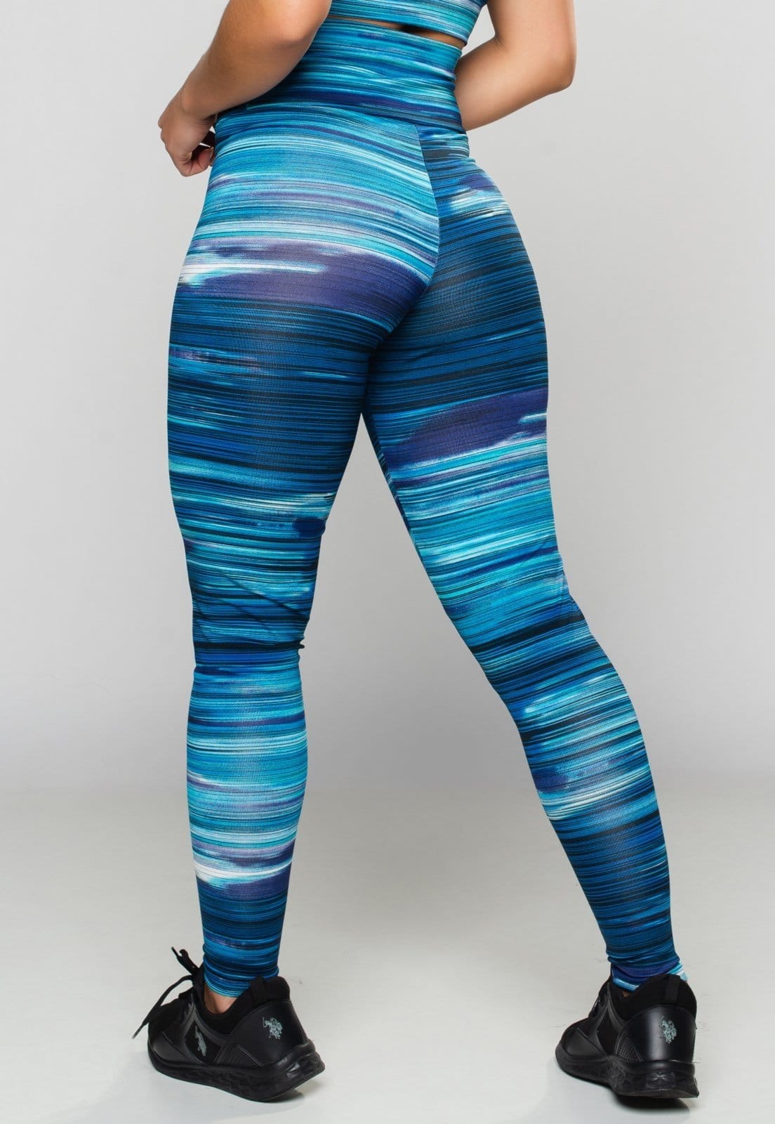 Vista 2 Calça Legging MVB Modas Cintura Alta Nuance Mvb Modas azul/branco/estampado/multicolorido