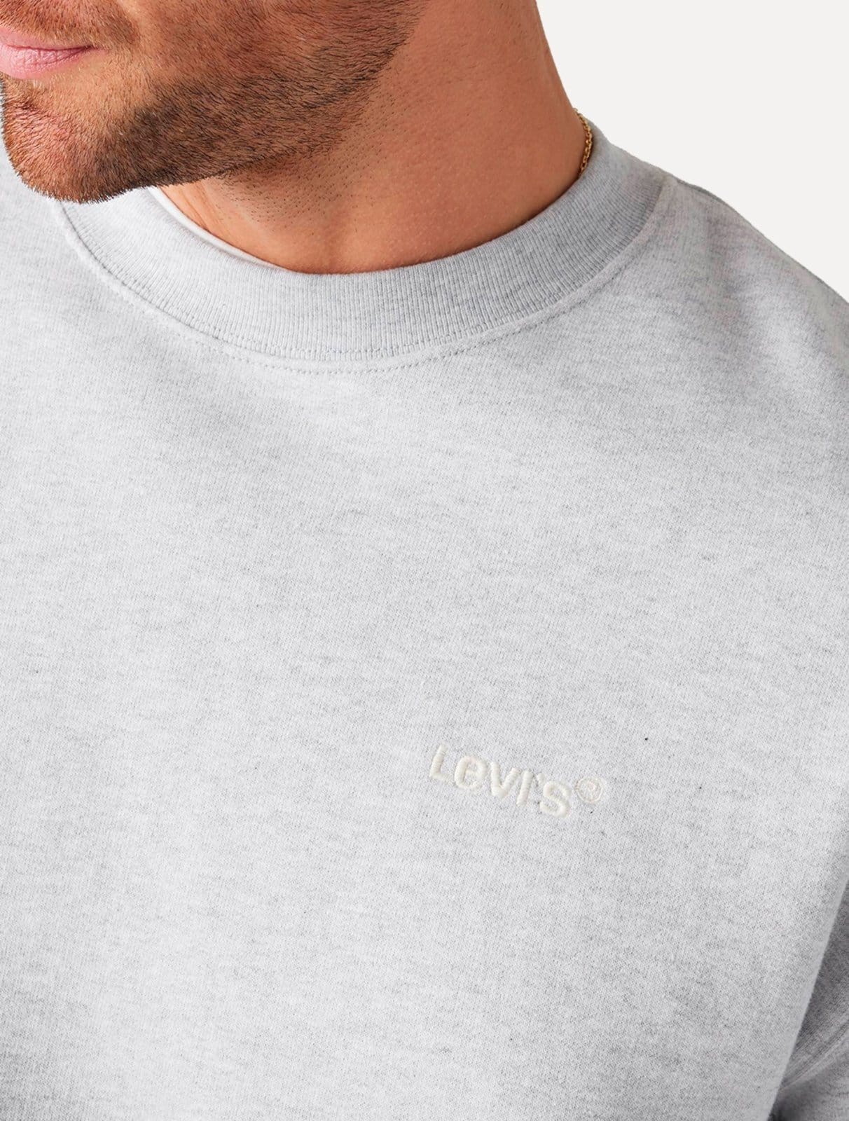 Vista 2 Moletom Levis Masculino Crewneck Authentic Logo Poster Mescla Levis cinza