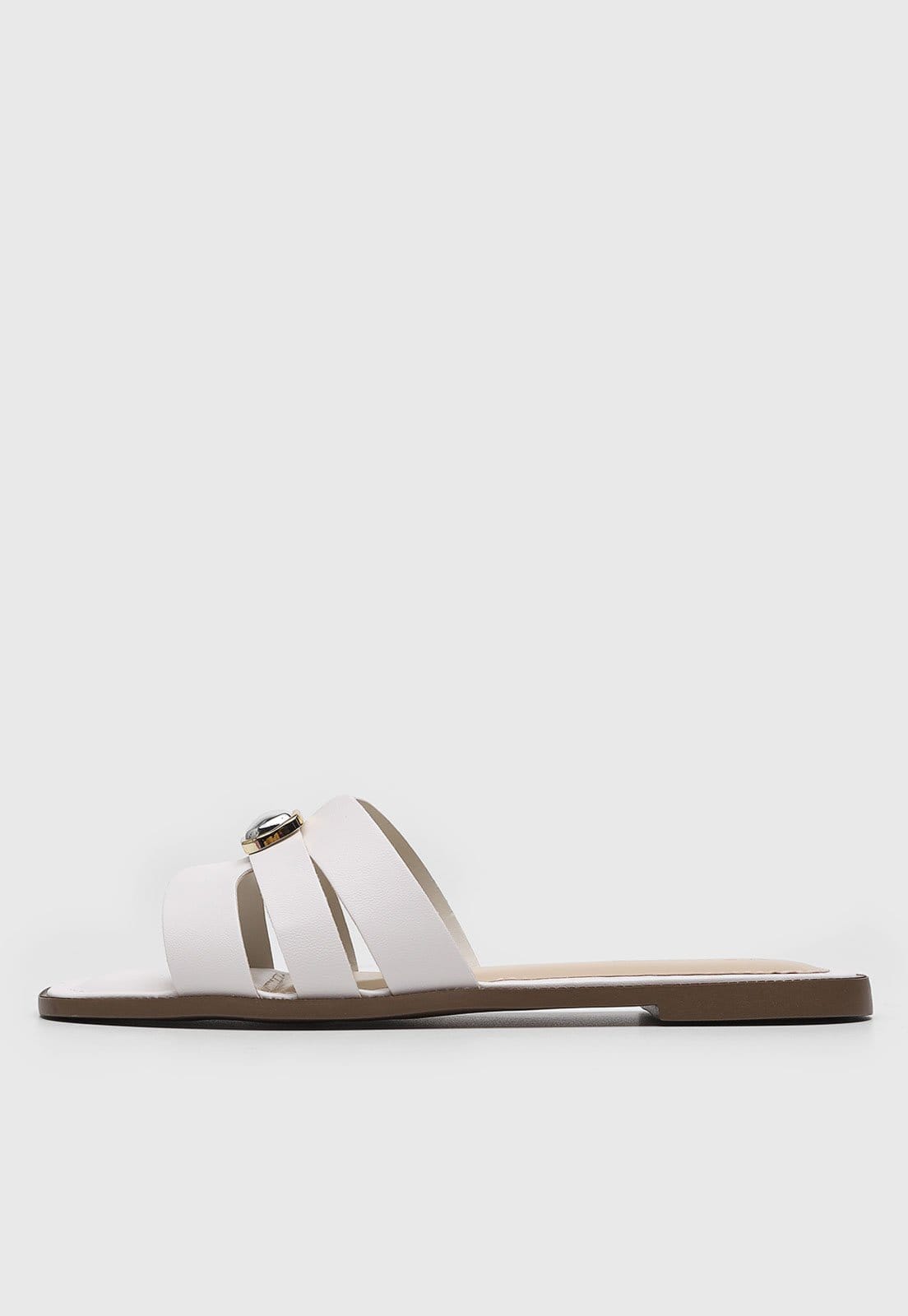 Rasteira Feminina Via Marte Detalhe Metálico Branca