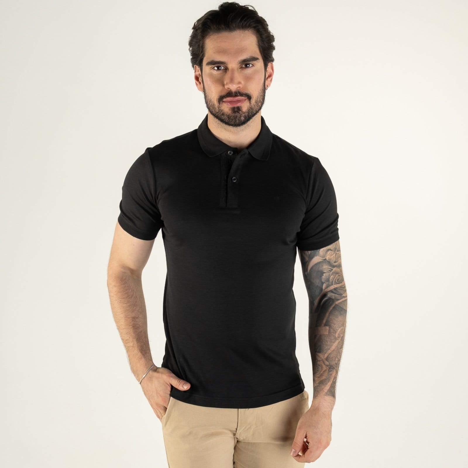 Camisa Polo Calvin Klein Liquid Touch Smooth Preta