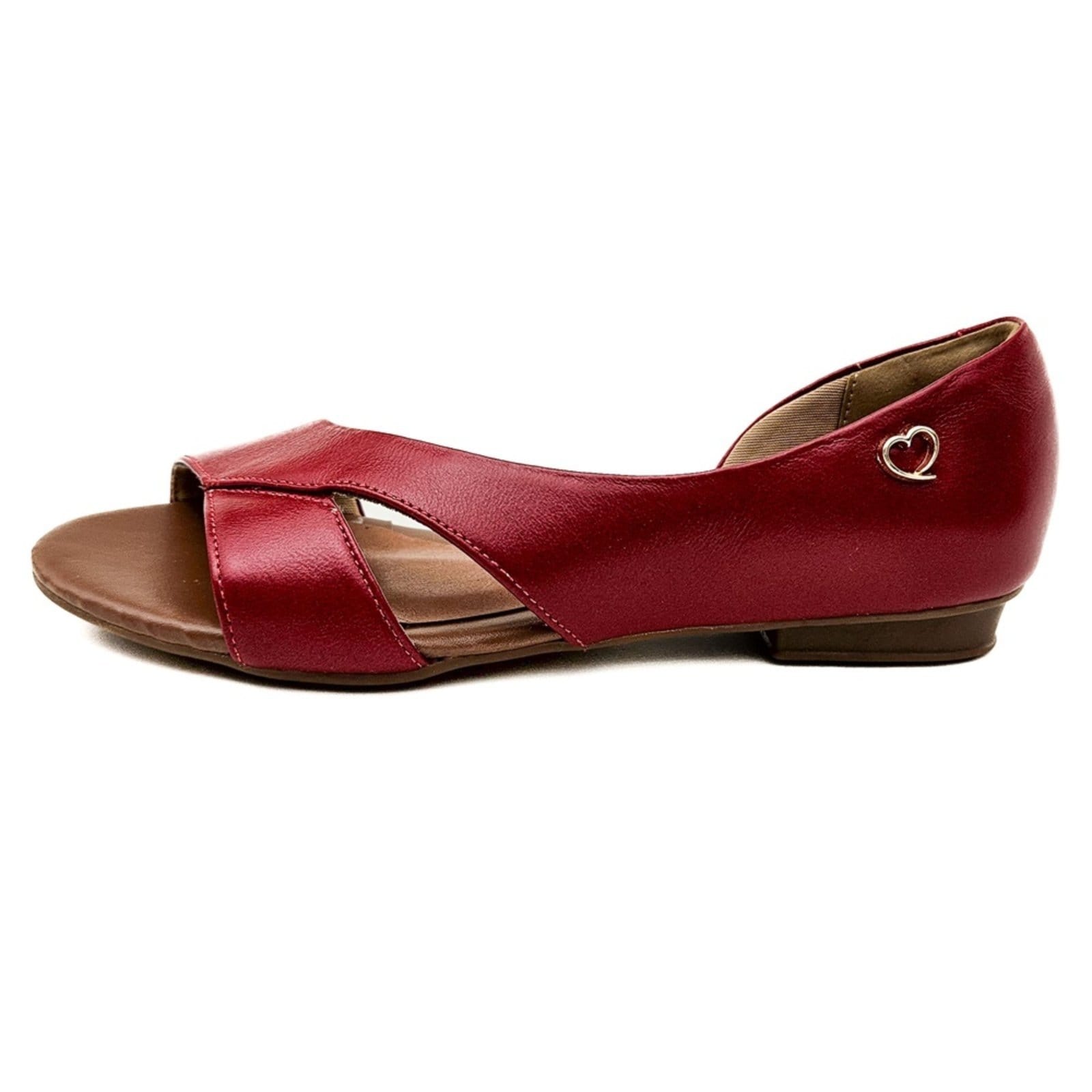 Vista 2 Sandália Rasteira em Couro Moema Vermelha Amo Calçados vermelho