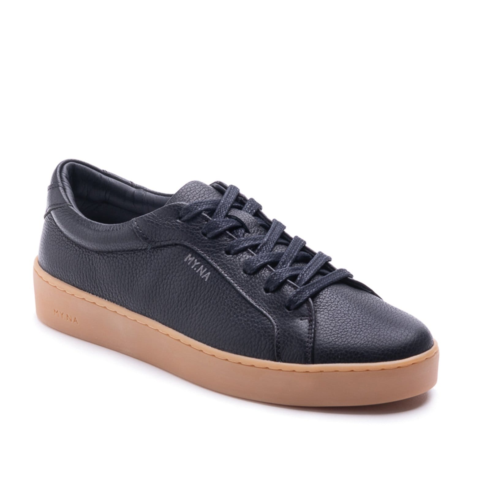 Tênis MY.NA Y1 Couro Legítimo Preto Sola Natural