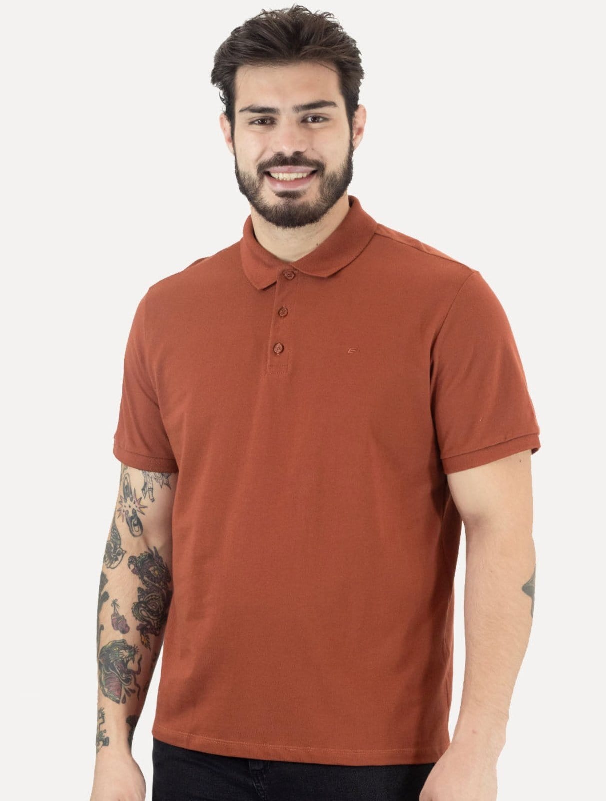 Polo Ellus Masculina Piquet Classic Easa Terracota