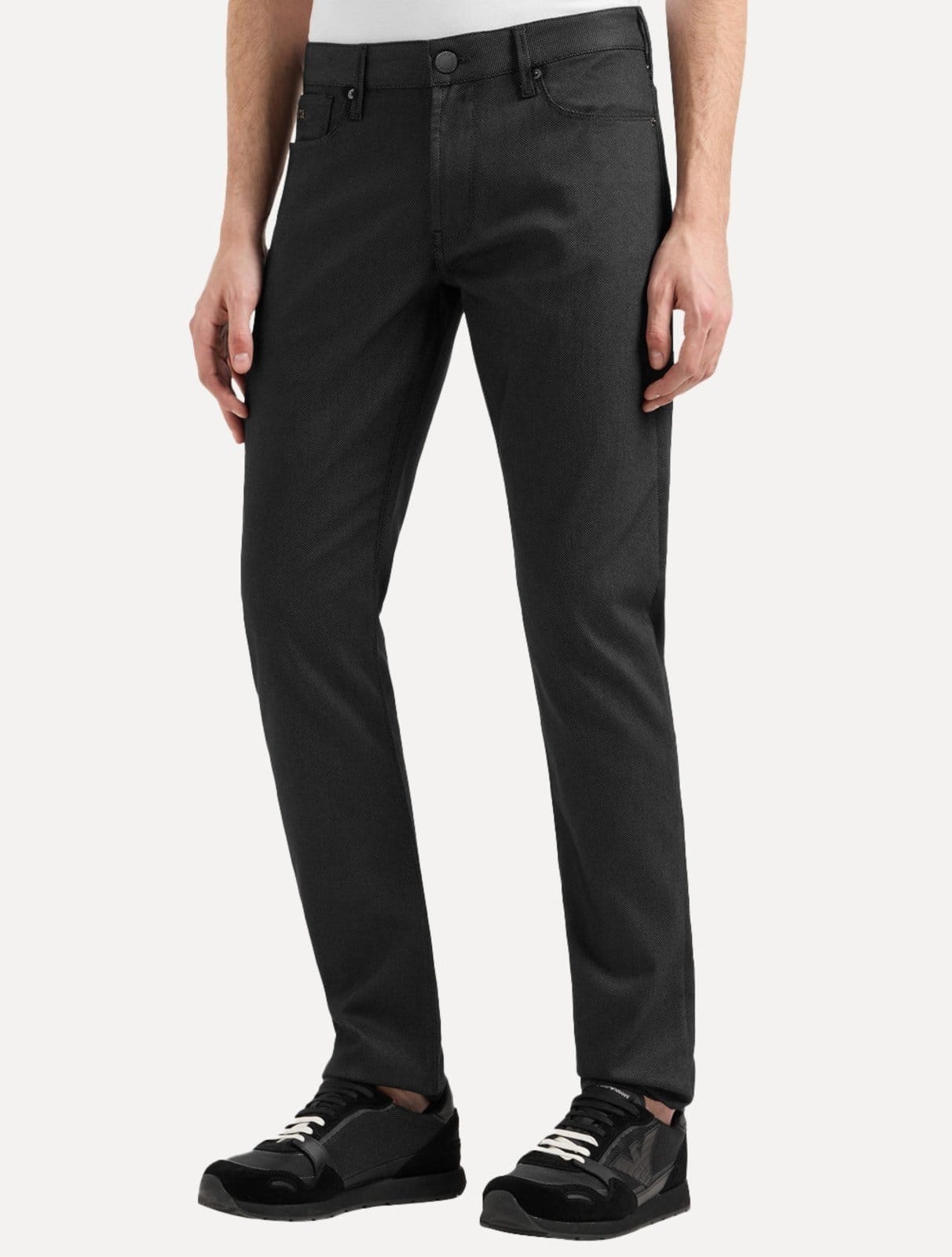 Calça Jeans Empório Armani Masculina J06 Slim Fit Armure 5 Pockets Preto