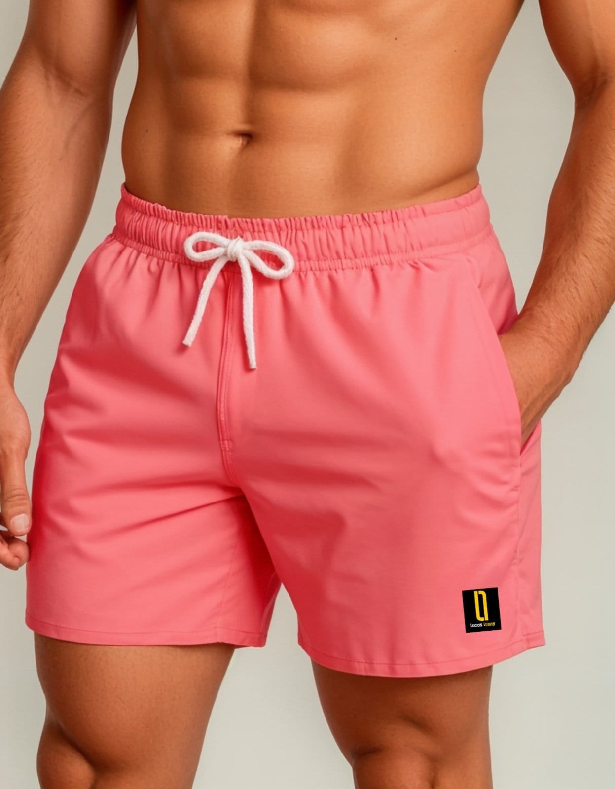 Vista principal Short Masculino Bermuda Praia Casual Mauricinho Jr Rf. 002 Salmao Lucas Lunny coral