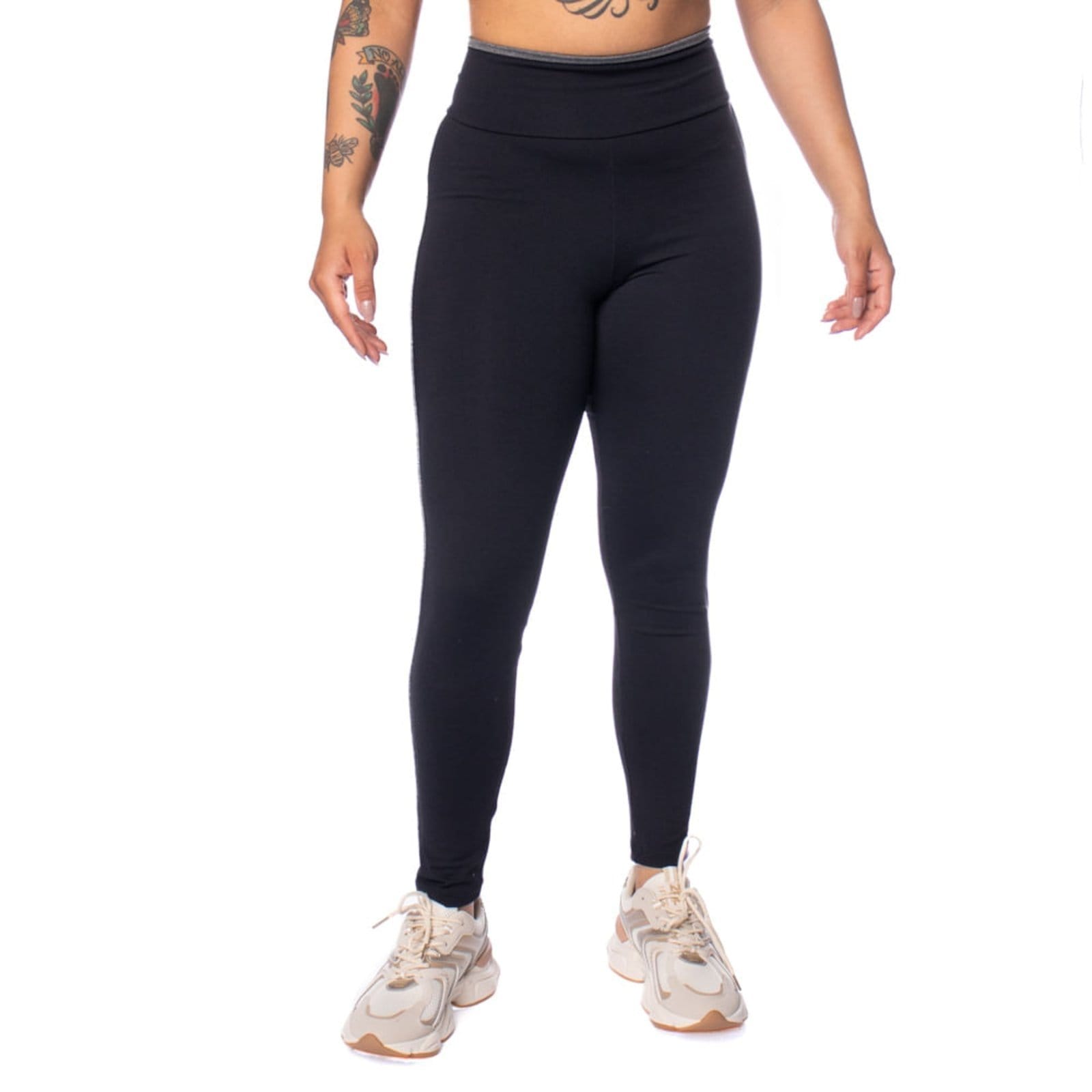 Legging Feminina Estilo do Corpo Cintura Alta Cinza