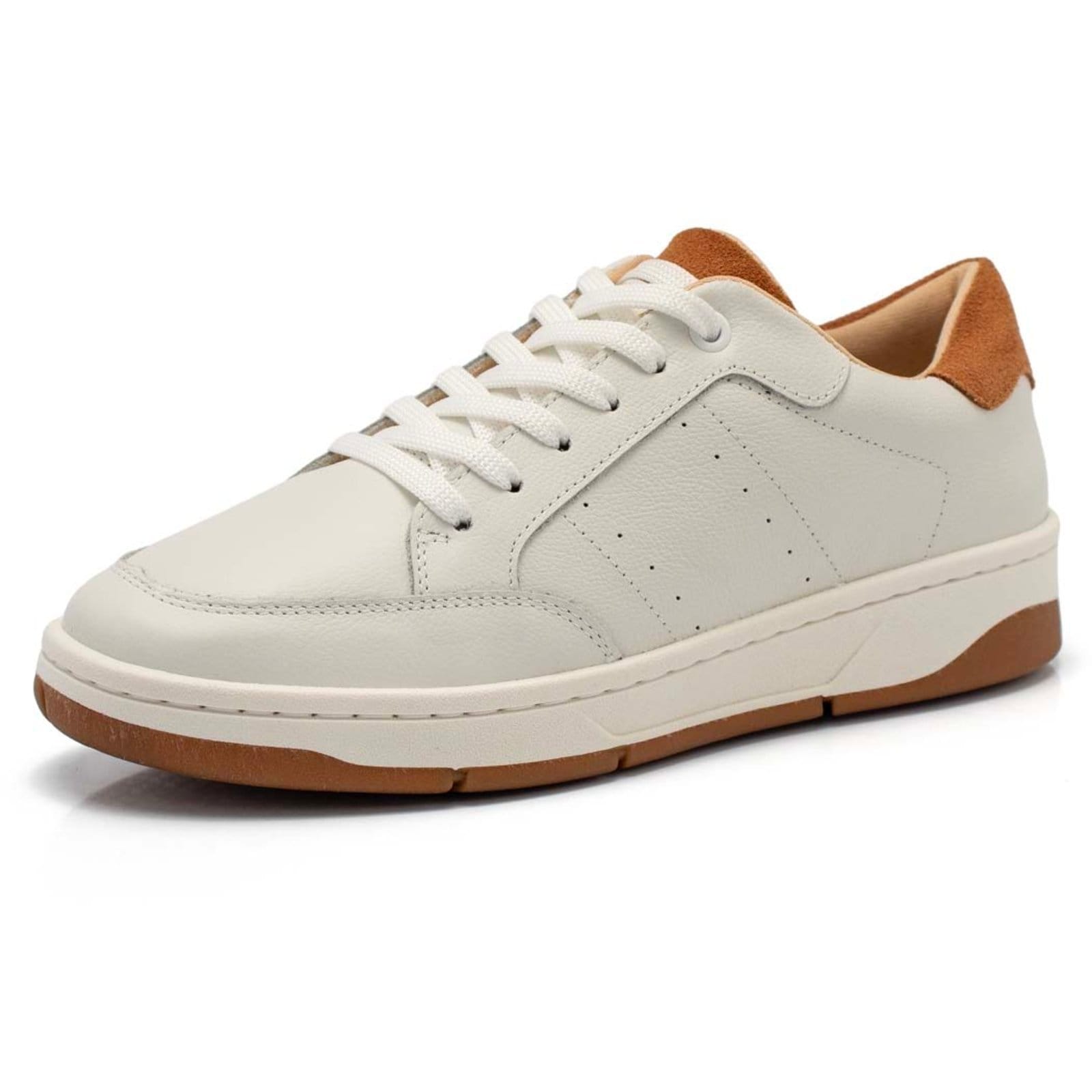 Vista 2 Tênis Bella Nina Feminino Em Couro Legitimo Flatform Casual Conforto Macio Leveza Diário Passeio Trabalho Faculdade Treino Academia Caminhada Gelo Caramelo Bella Nina branco