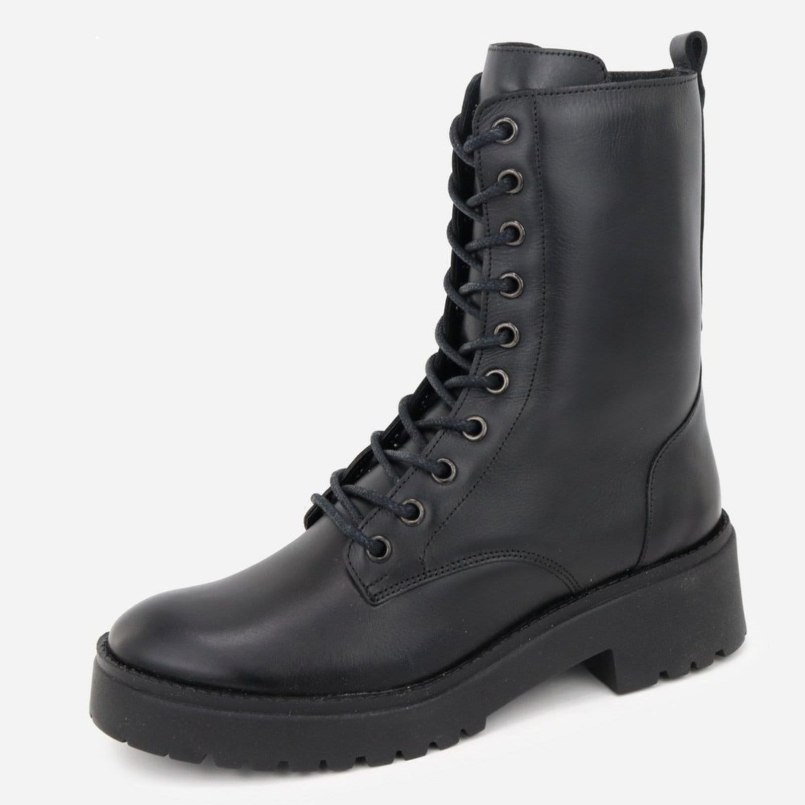 Bota Maria Paua Store Coturno Feminino Tratorado Couro Estilo Blogueira