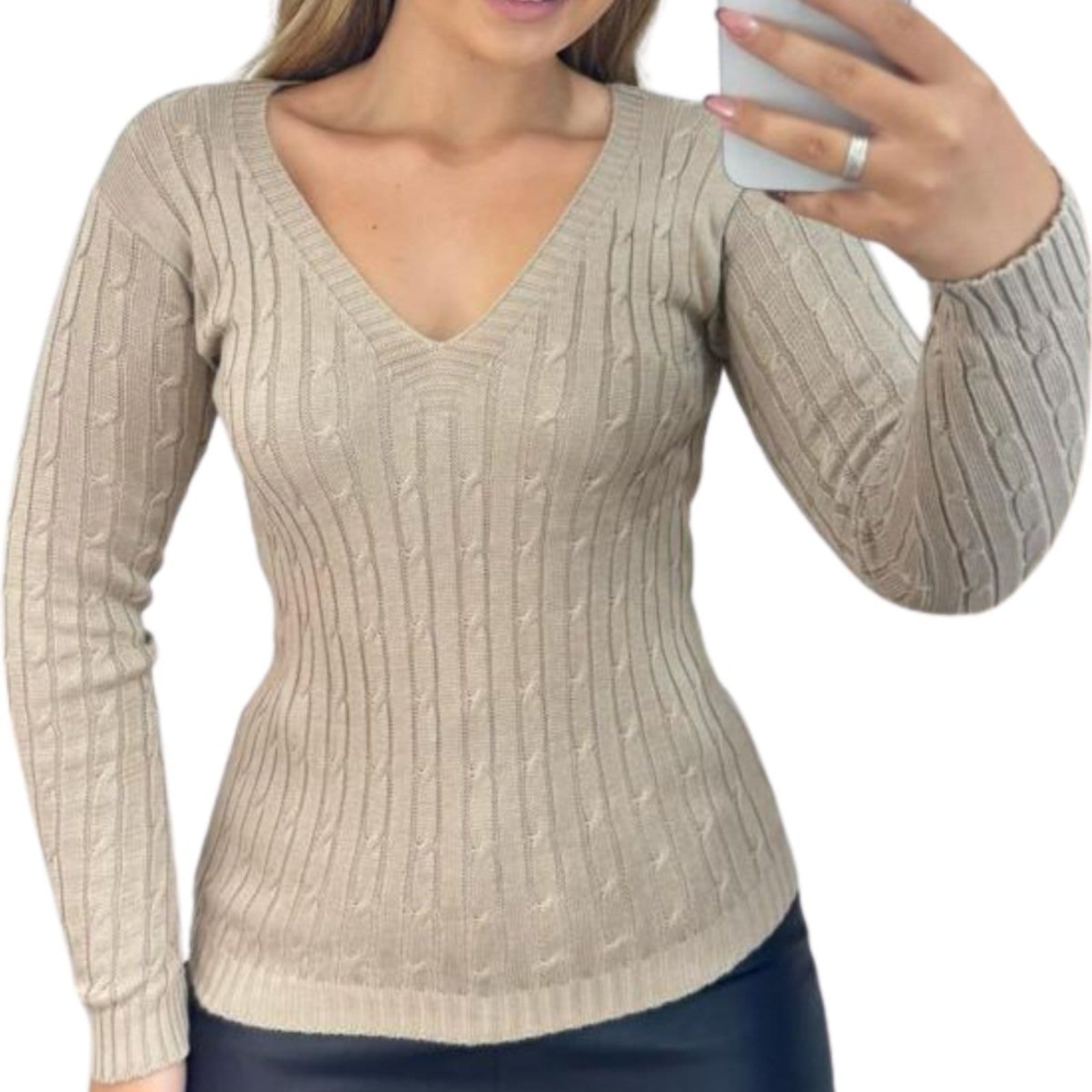 Blusa Suéter Feminino de Tricô Industrie Manga Longa