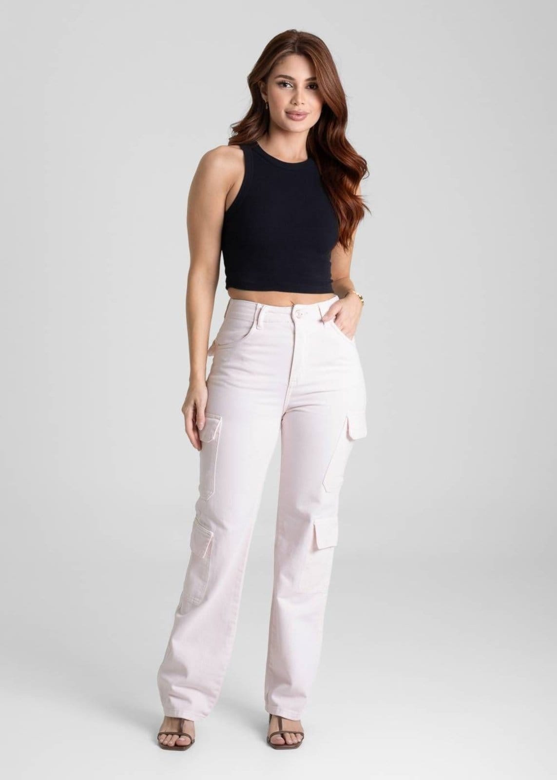 Vista 2 Calça Sarja Sawary Reta - 281967 Sawary rosa