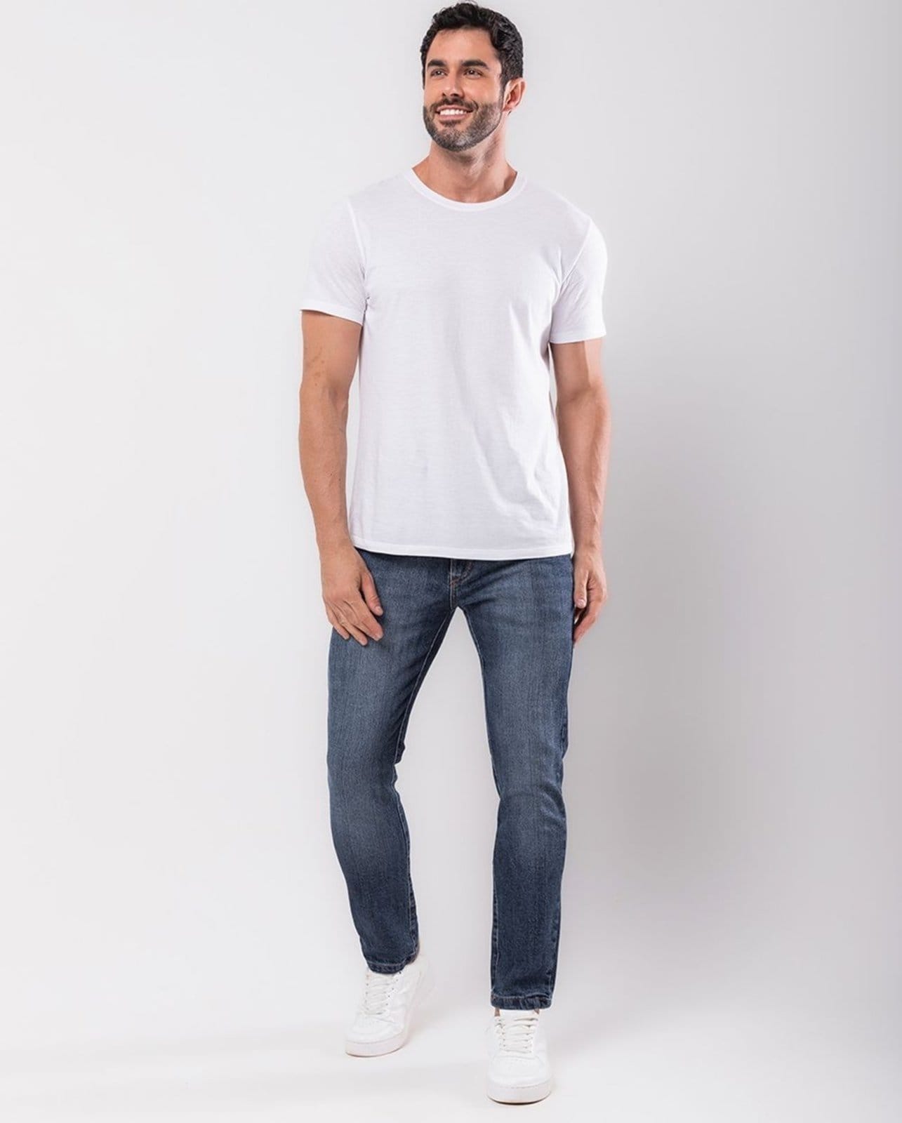 Calça Slim Fit Masculina com Jogo de Costura 23807 Escura