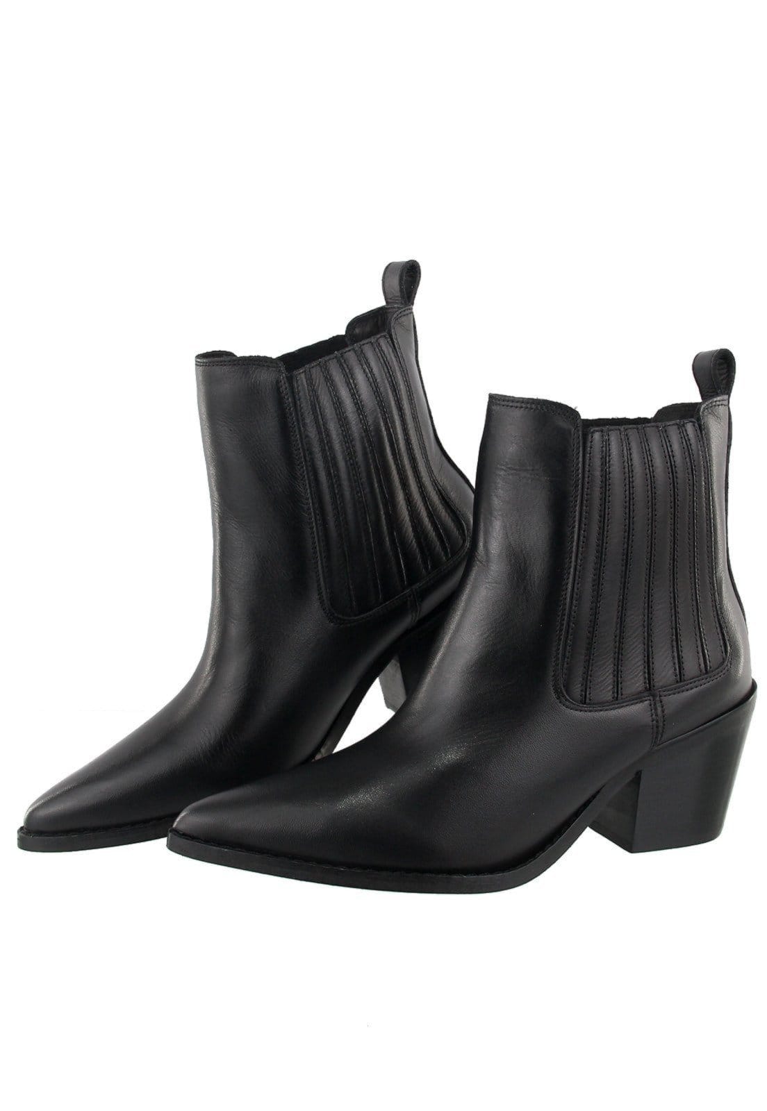 Bota Chelsea Texana Country Em Couro Feminina Bico Fino Maria Paula