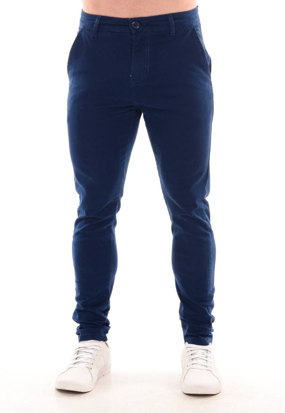 Vista 2 Kit 3 Calças Sarja Masculina Mys Jeans Confortável Estilosa Bege Preto Ethereal Jeans azul