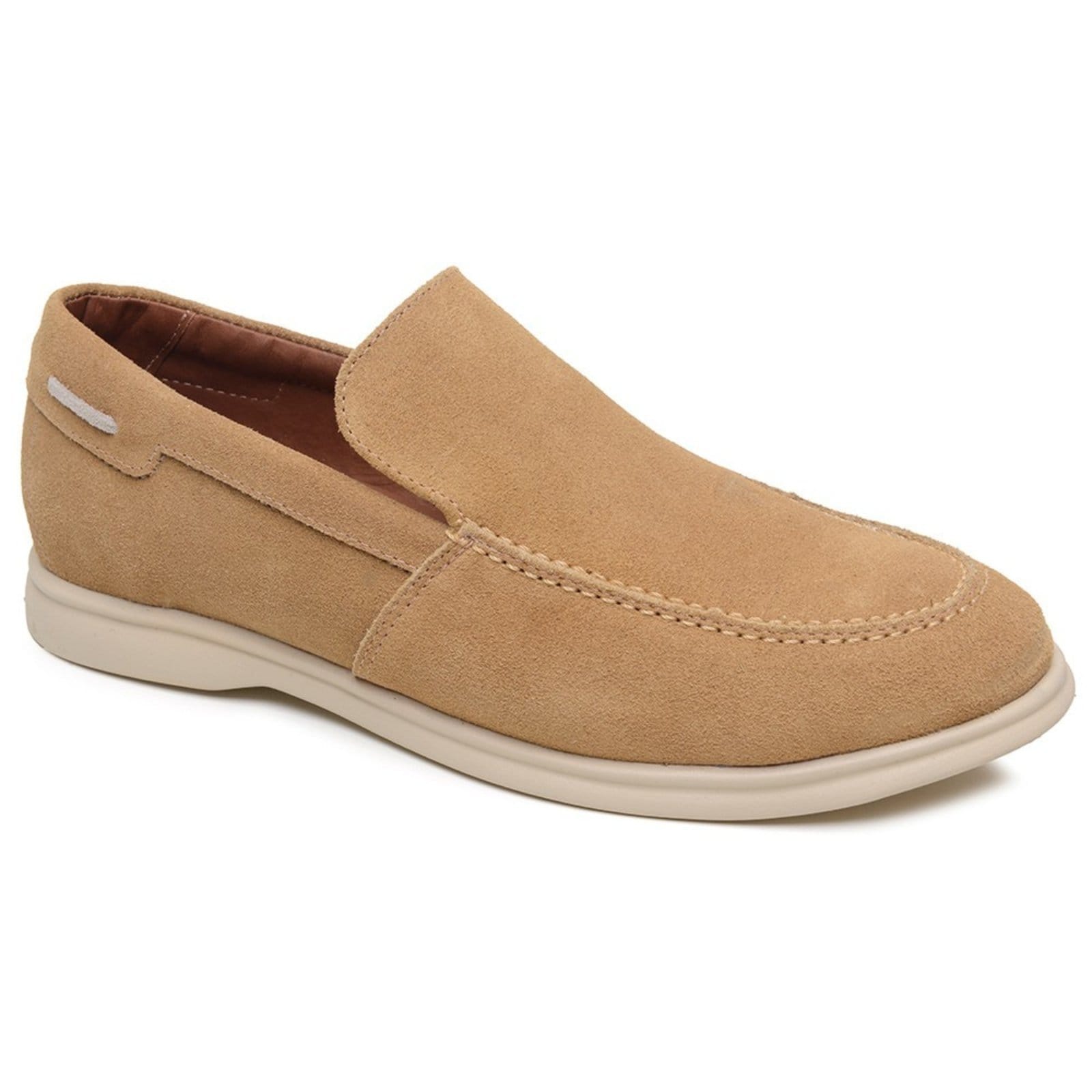 Vista 2 Sapato Masculino Loafer Couro Legítimo Zurich Sola Costurada Camel FRANCA GRIFFE bege