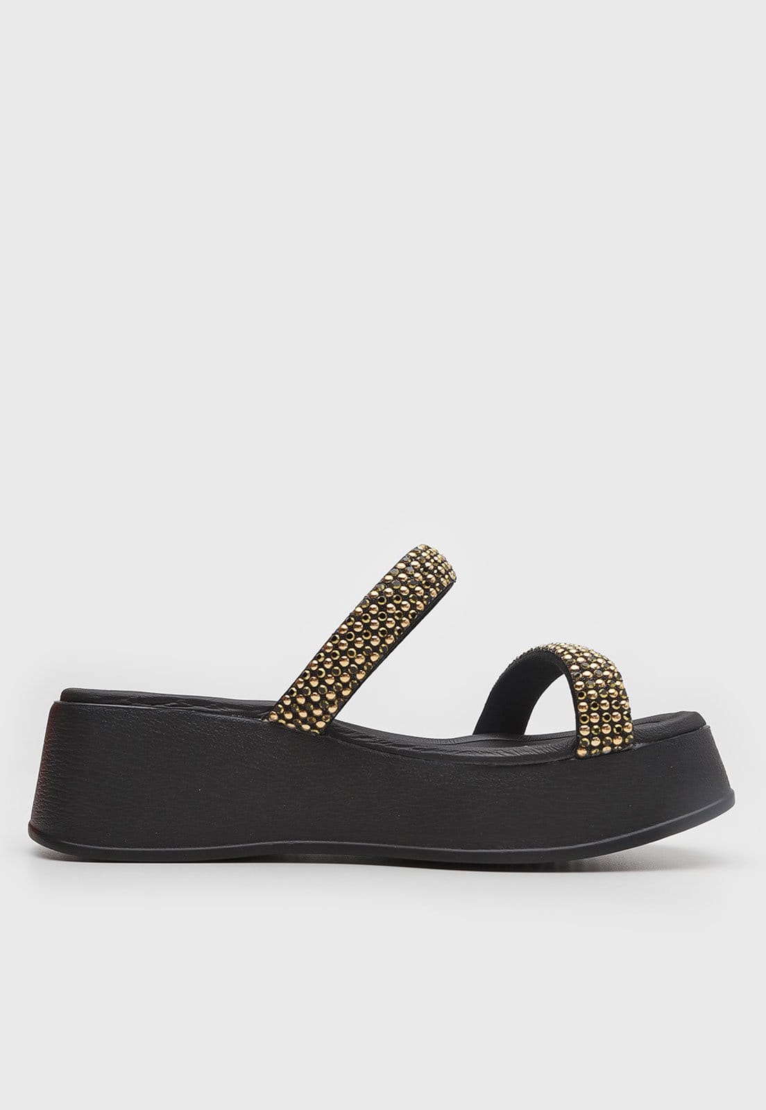 Vista 2 Sandália Feminina Beira Rio Tiras Pedrarias Preta BEIRA RIO preto