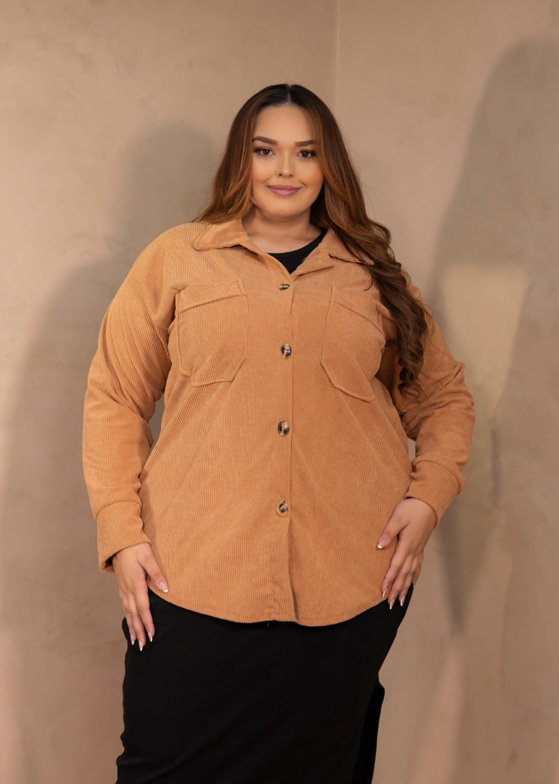 Camisa Plus Size Canelada Aveludada Cia do Vestido Nude - 2