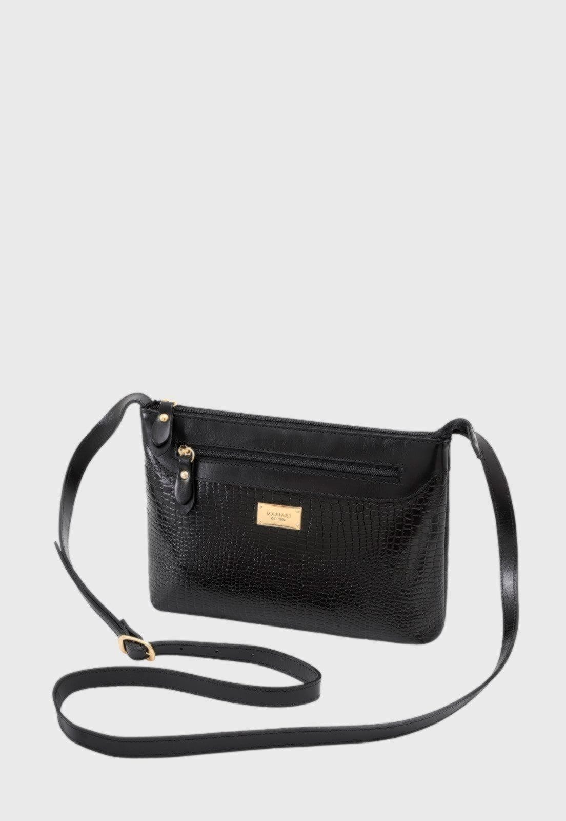 Vista 2 Kit Bolsa e Carteira Couro Mariart 2193MRT + 237MRT Preta Mariart preto