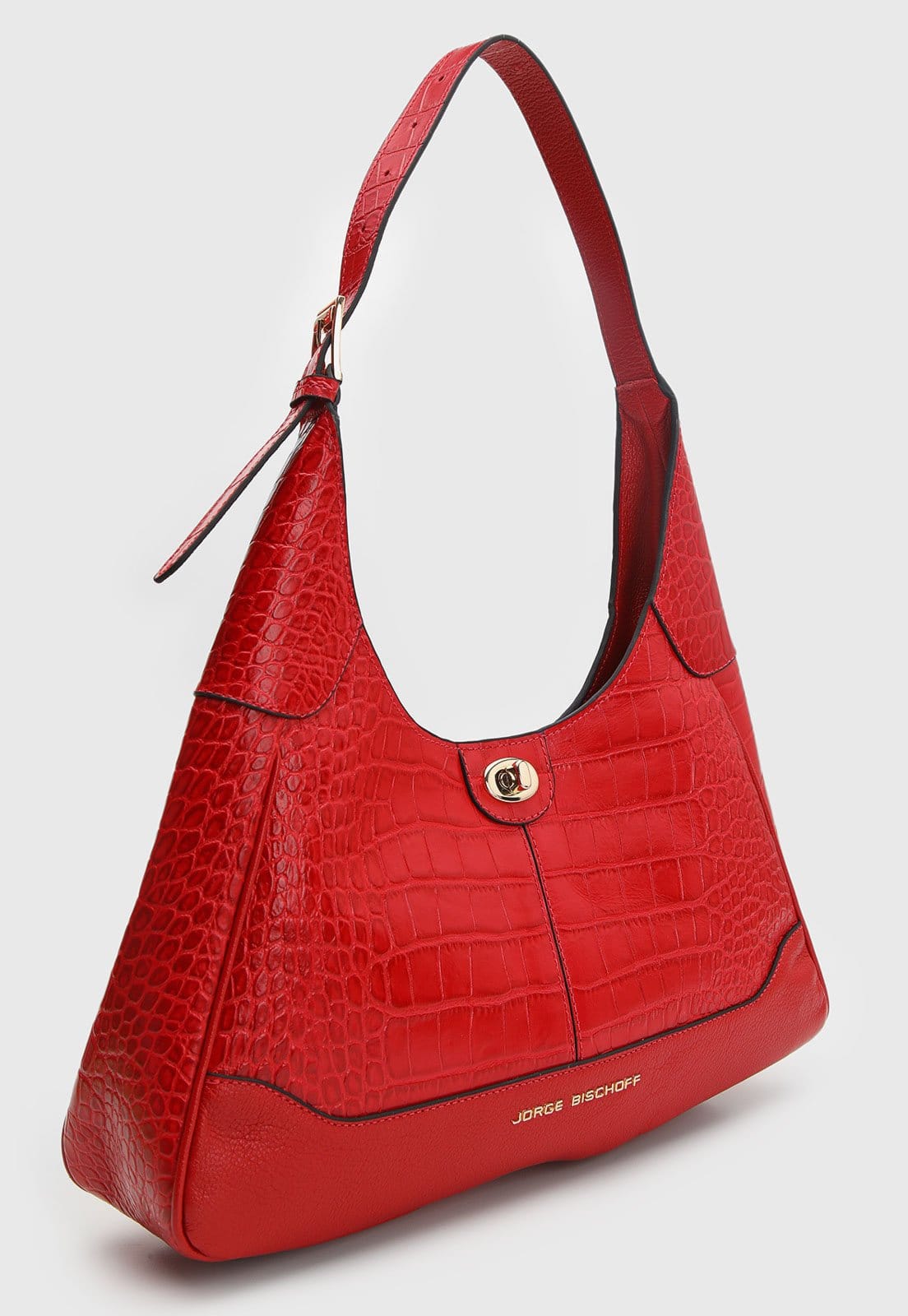 Vista 2 Bolsa Grande Feminina Jorge Bischoff Croco Vermelha Jorge Bischoff vermelho