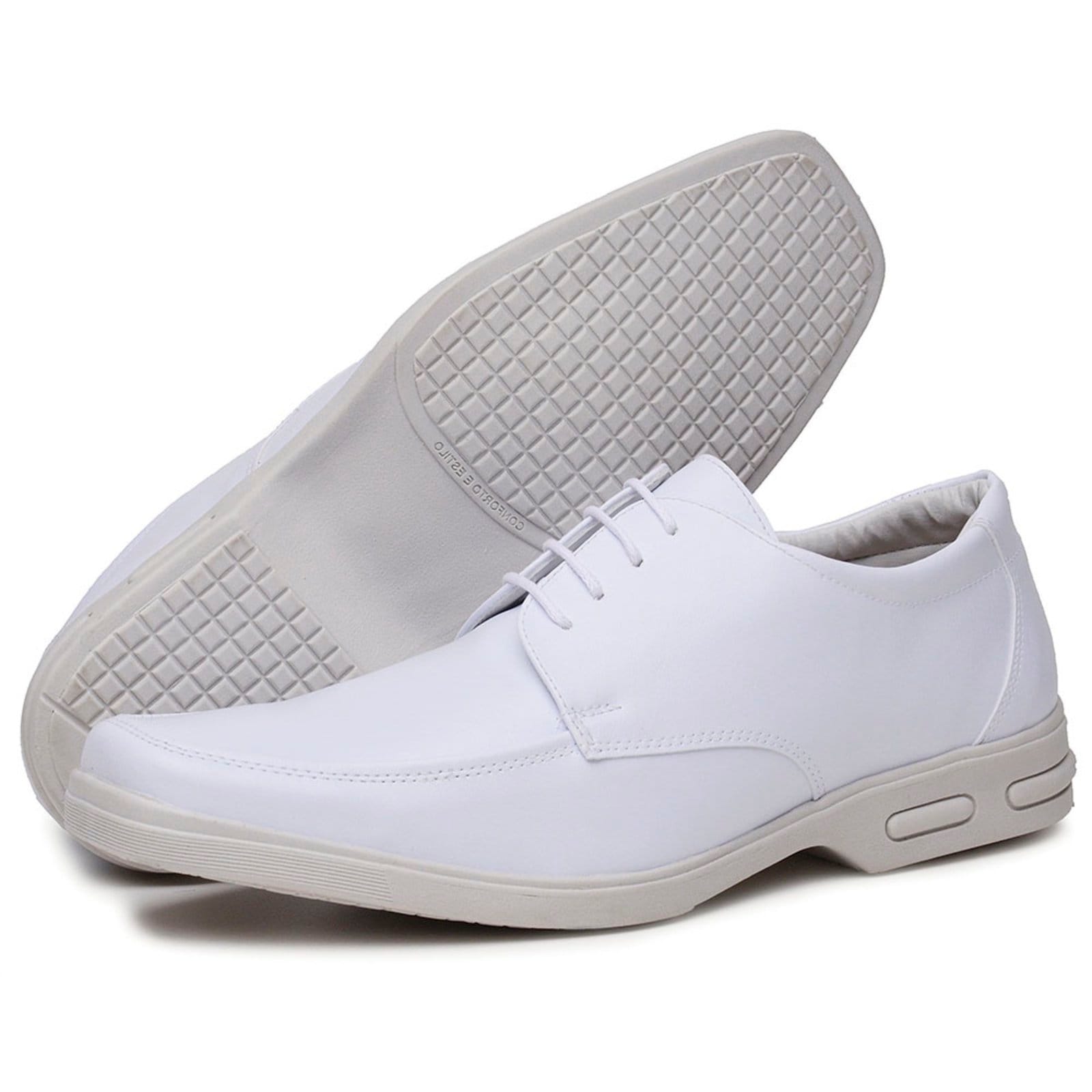 Vista 2 Sapato Social Comfort Enfermagem com Cadarço Masculino Bia Ramos branco