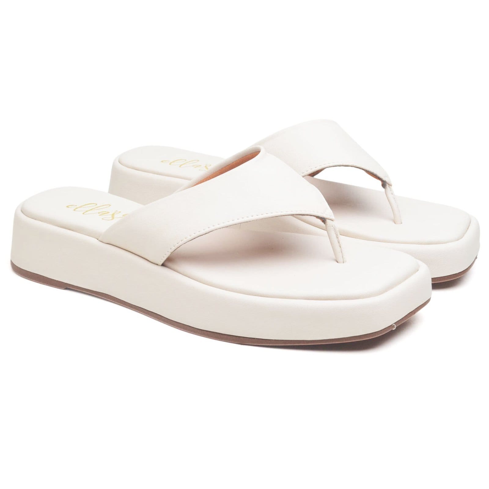 Sandália Flat Feminina Napa Off White Ella's