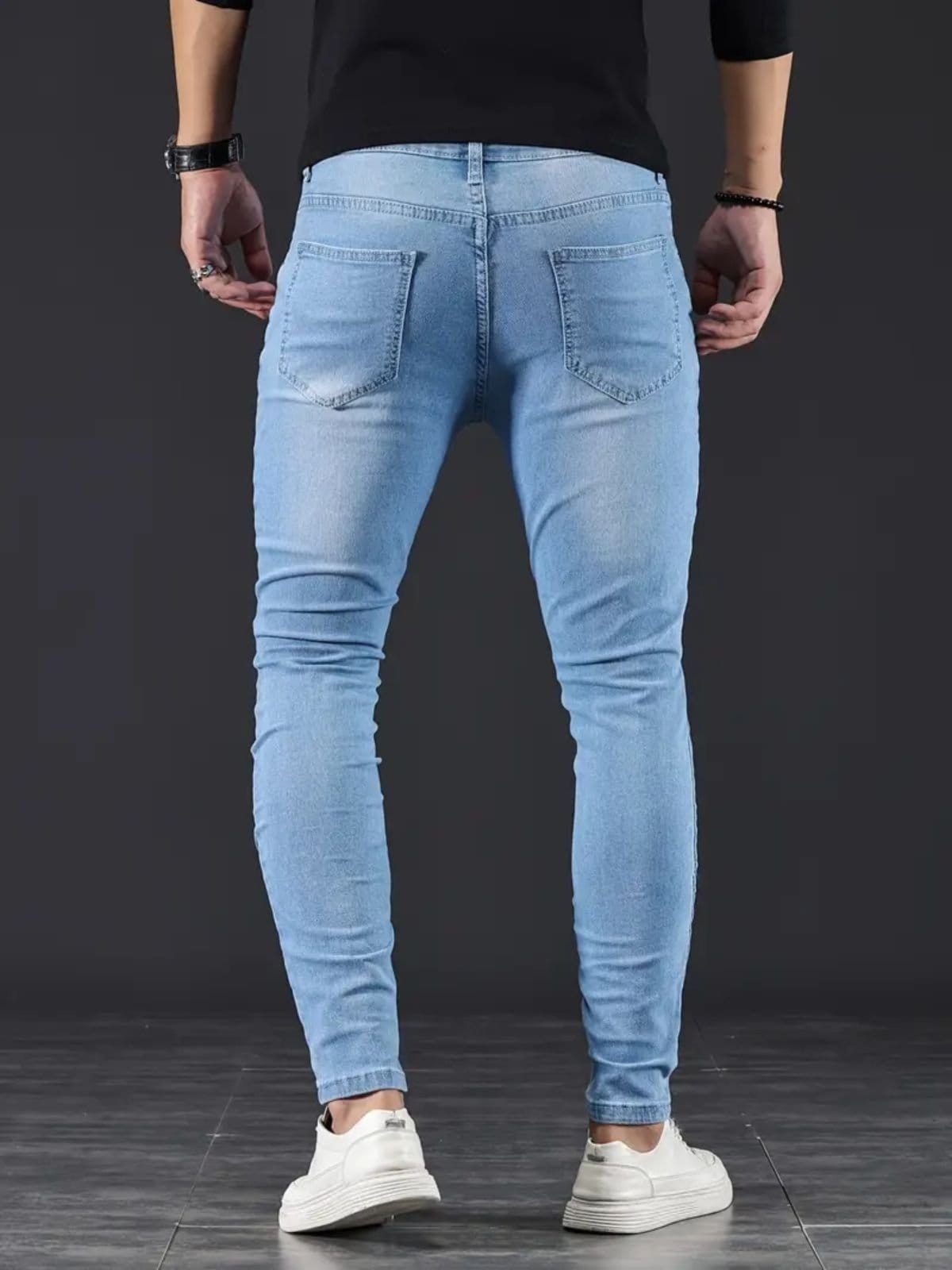 Vista 2 Kit 2 Calças Jeans Masculina KOVALI Skinny Casual Premium Confortável com Elastano KOVALI FASHION STORE azul/azul marinho/jeans azul