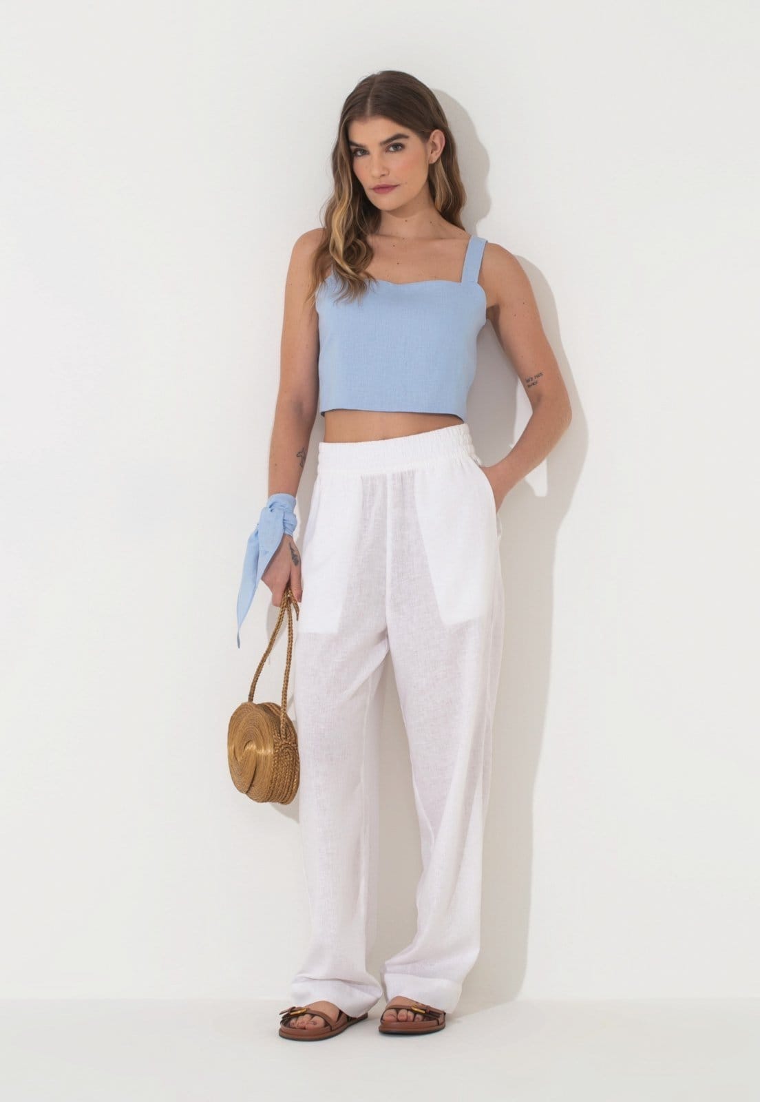 Calça Linho Traymon Comfy Com Bolsos